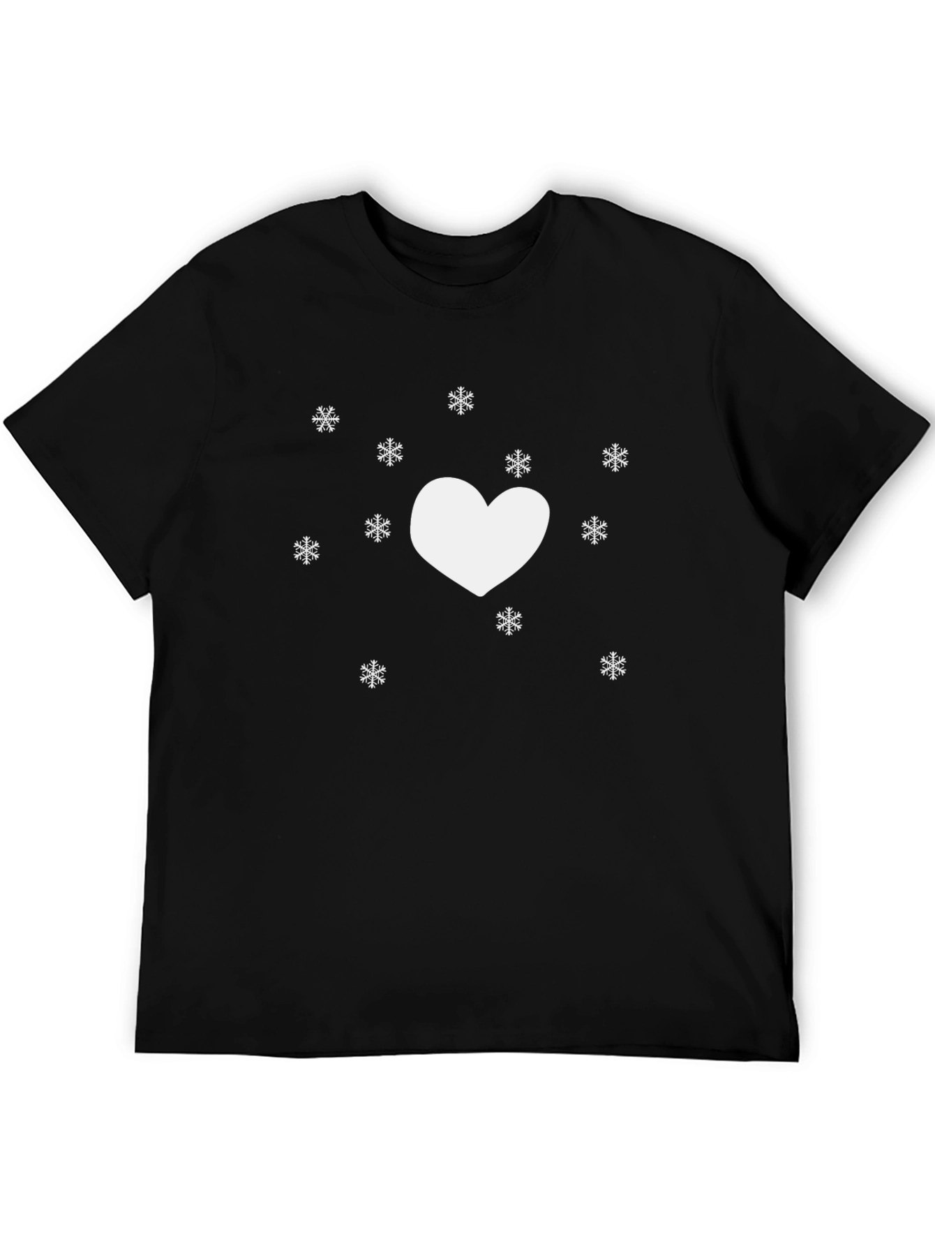 Heart and Snowflakes Black T-Shirt