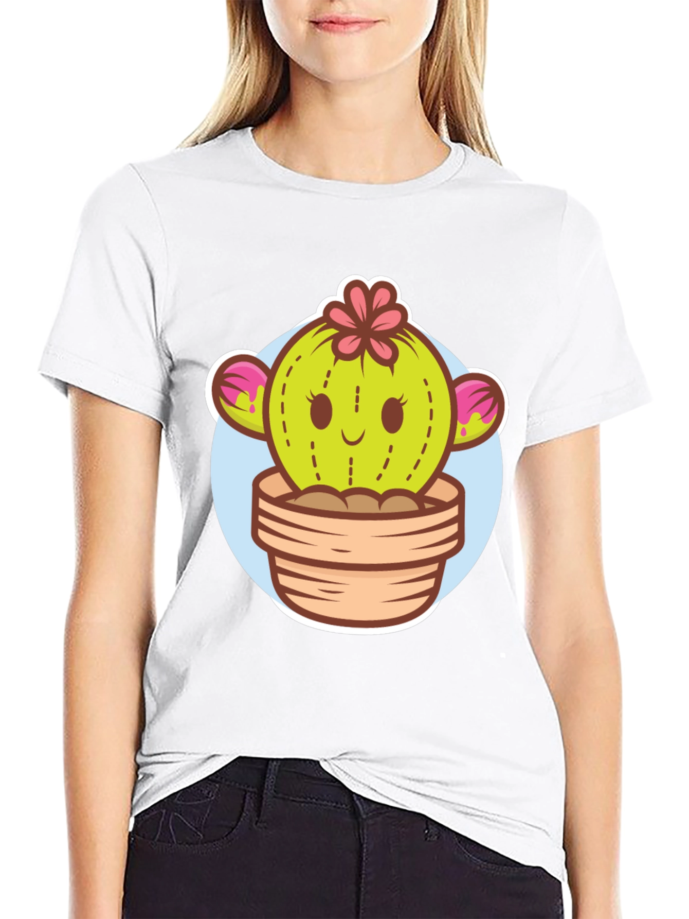 Cute Cactus Potted Plant Graphic Tee
