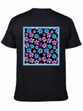 Vibrant Floral Print Black T-Shirt