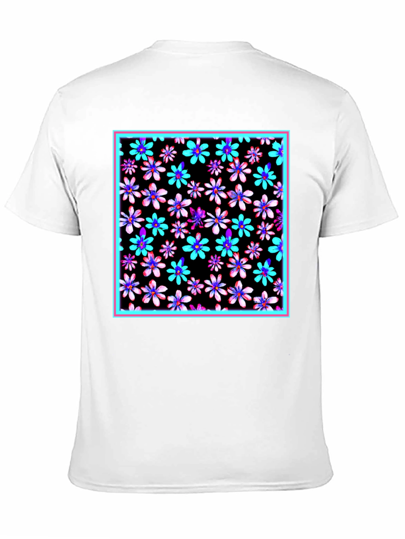 Vibrant Floral Print Black T-Shirt