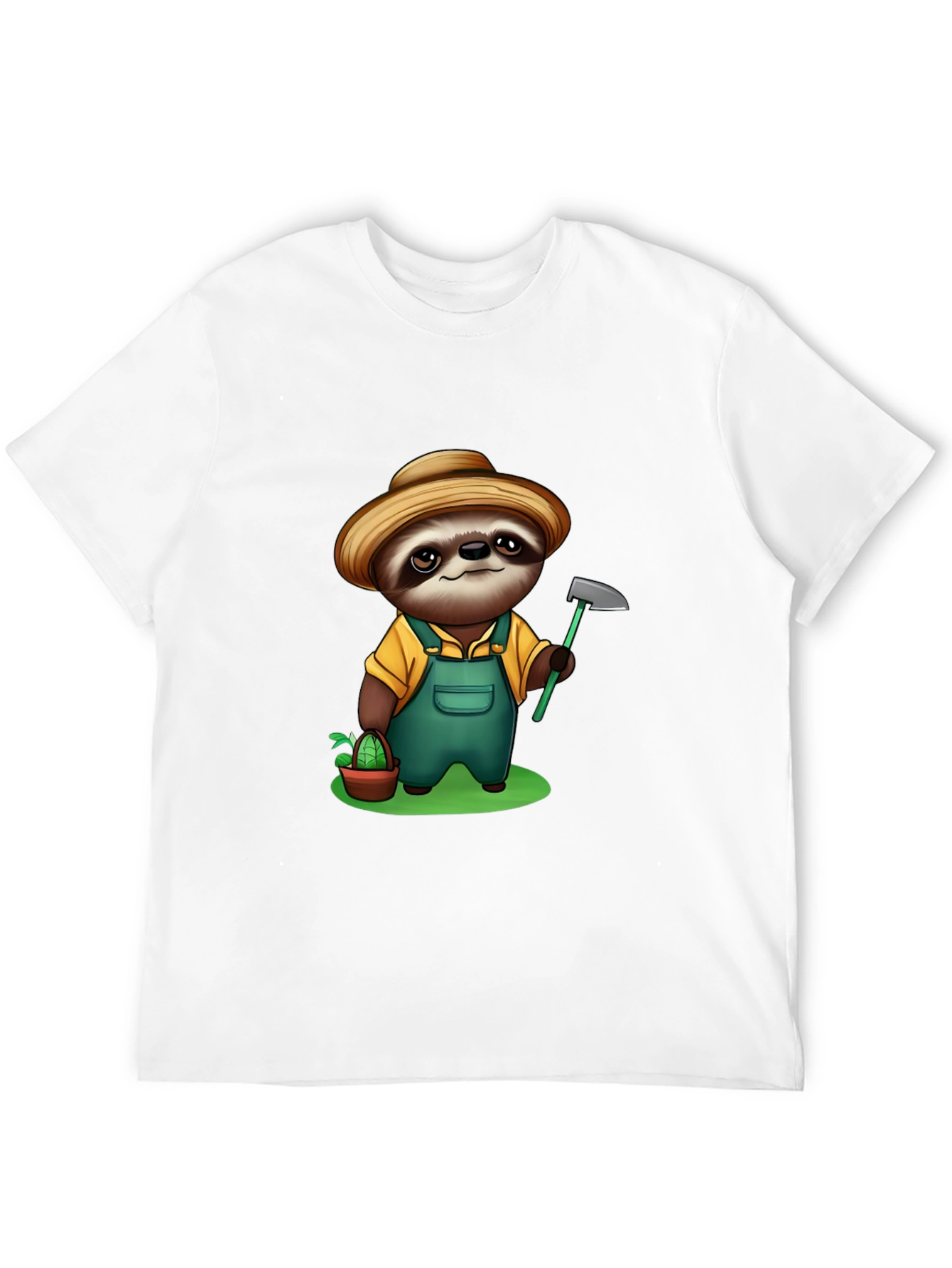 Sloth Farmer Graphic Tee - Cute Cartoon Design