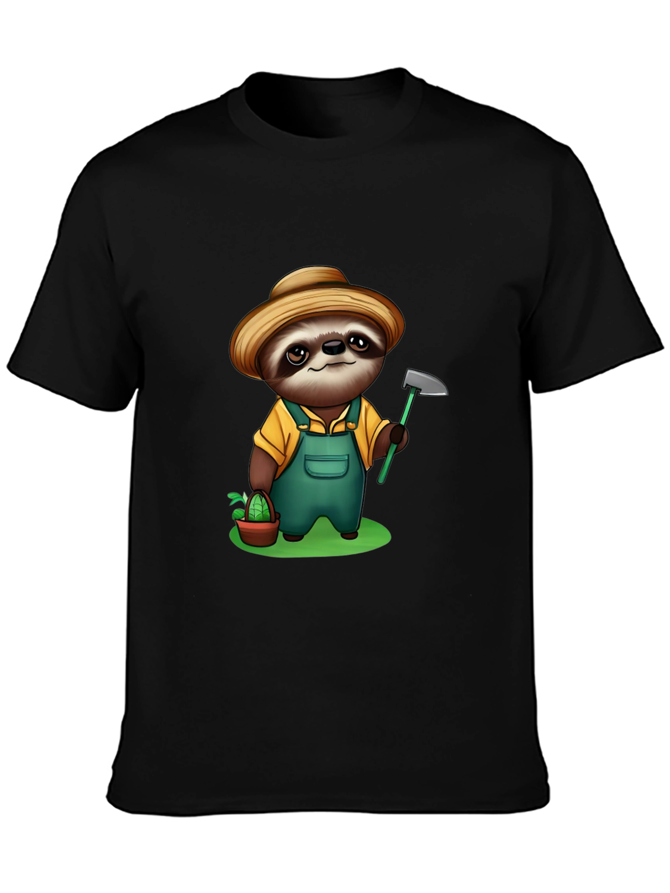 Sloth Farmer Graphic Tee - Cute Cartoon Design