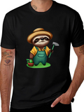 Sloth Farmer Graphic Tee - Cute Cartoon Design