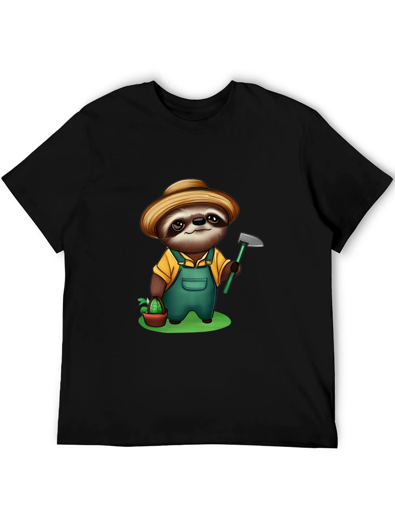 Sloth Farmer Graphic Tee - Cute Cartoon Design