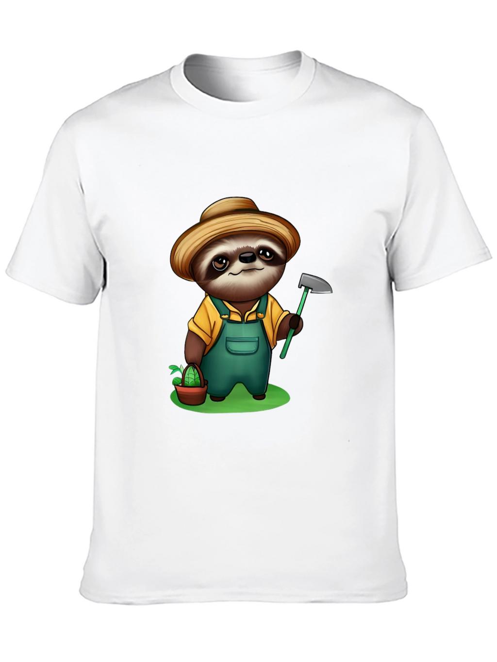 Sloth Farmer Graphic Tee - Cute Cartoon Design