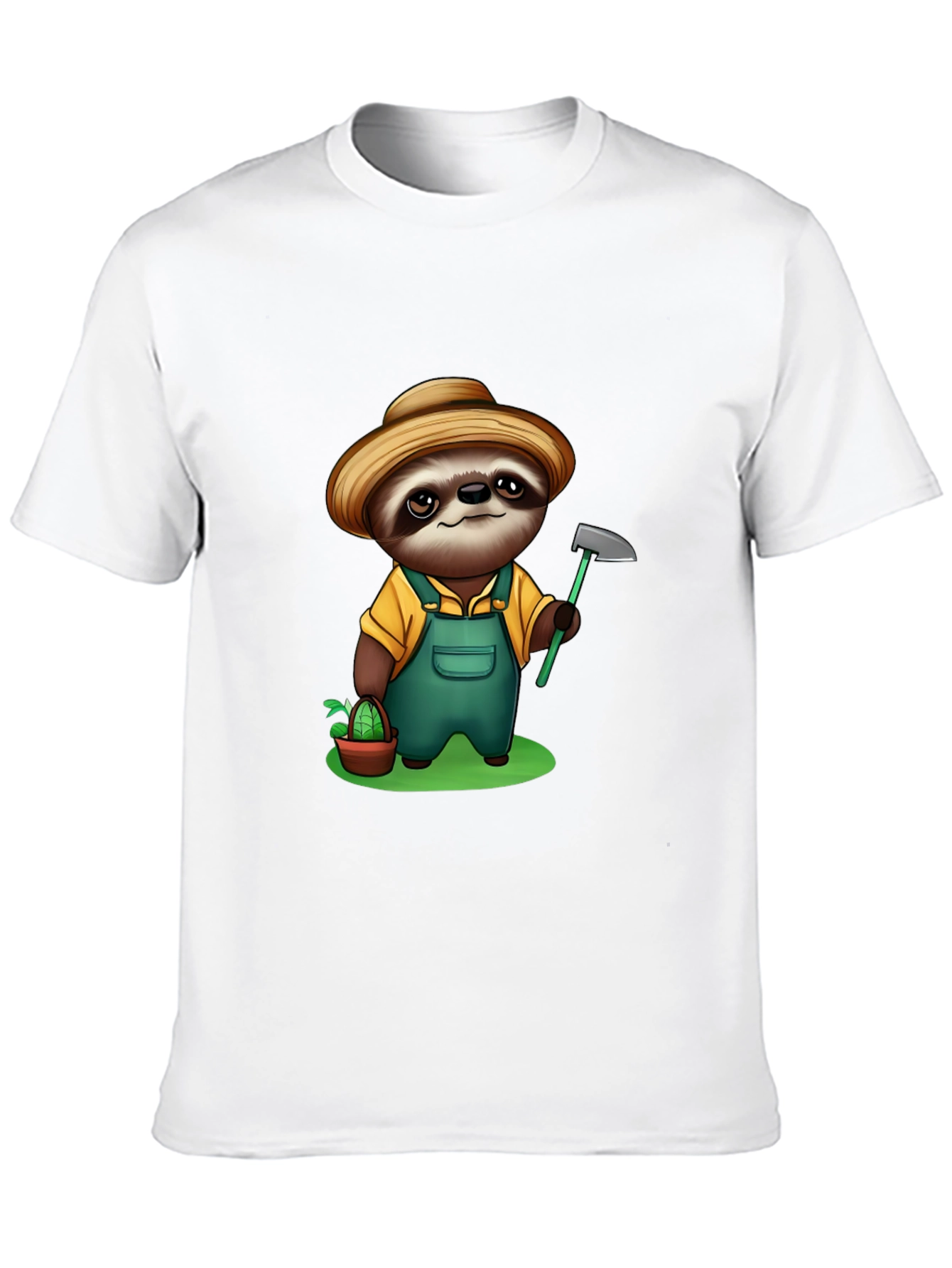 Sloth Farmer Graphic Tee - Cute Cartoon Design