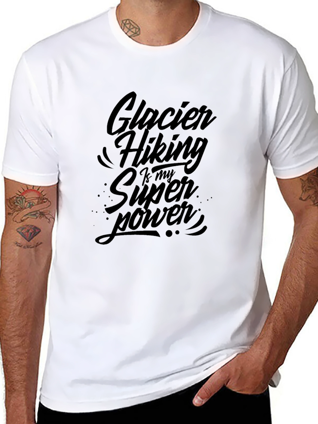 Glacier Hiking Super Power Black Graphic Tee