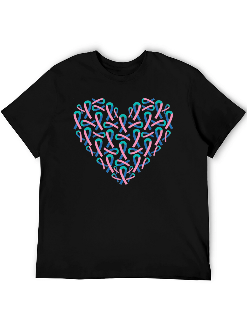 Heart Ribbon T-Shirt - Teal & Pink Design