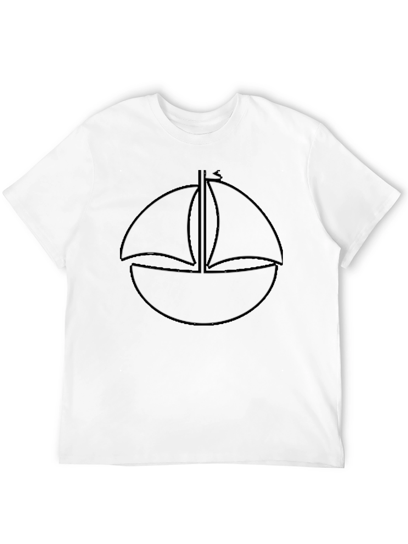 Minimalist Sailboat T-Shirt - Black Cotton Tee