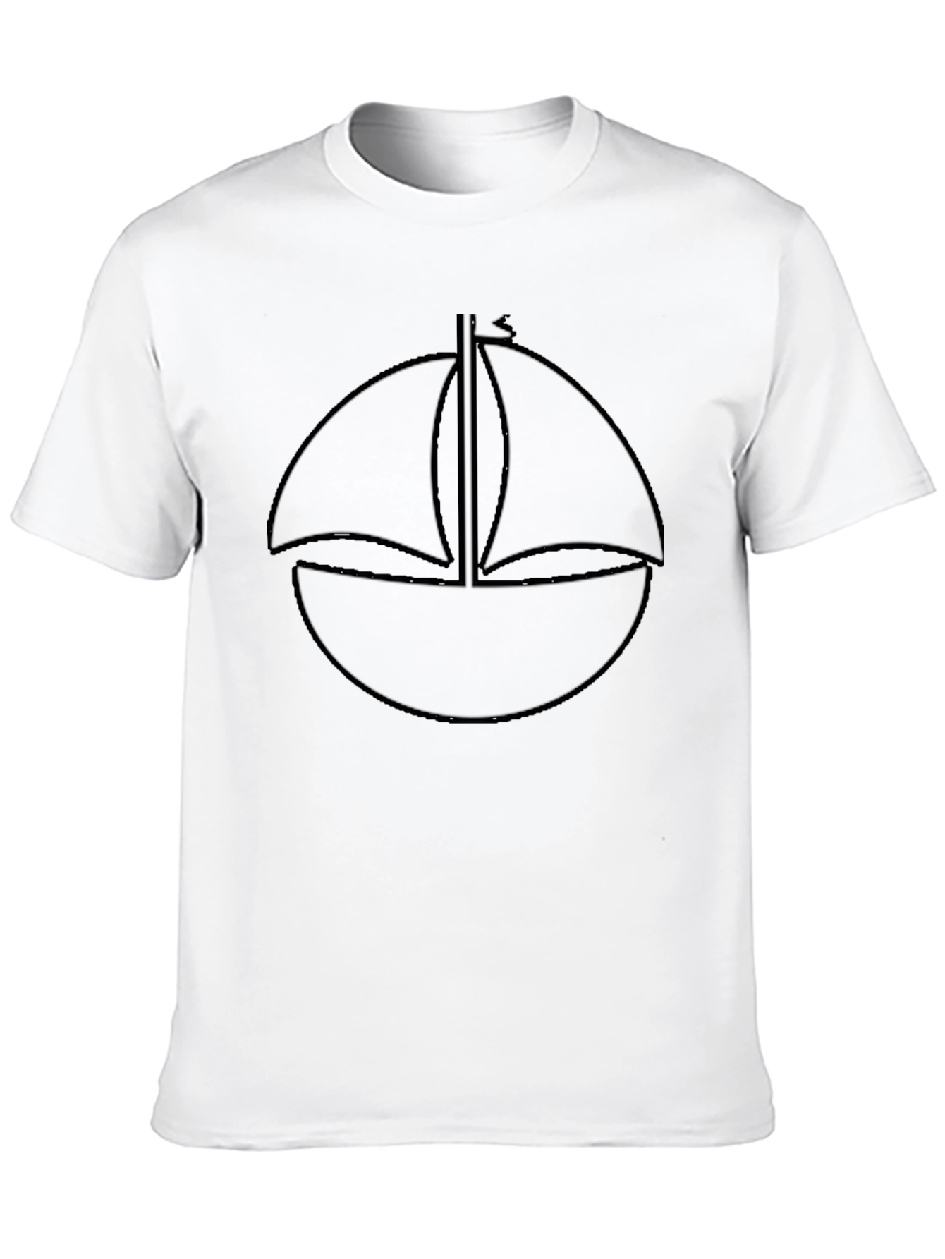 Minimalist Sailboat T-Shirt - Black Cotton Tee