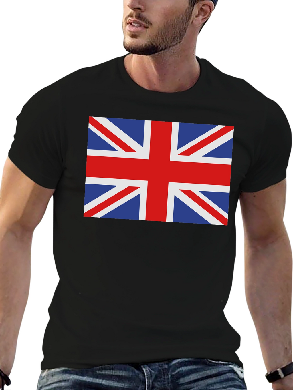 Union Jack Black Cotton T-Shirt