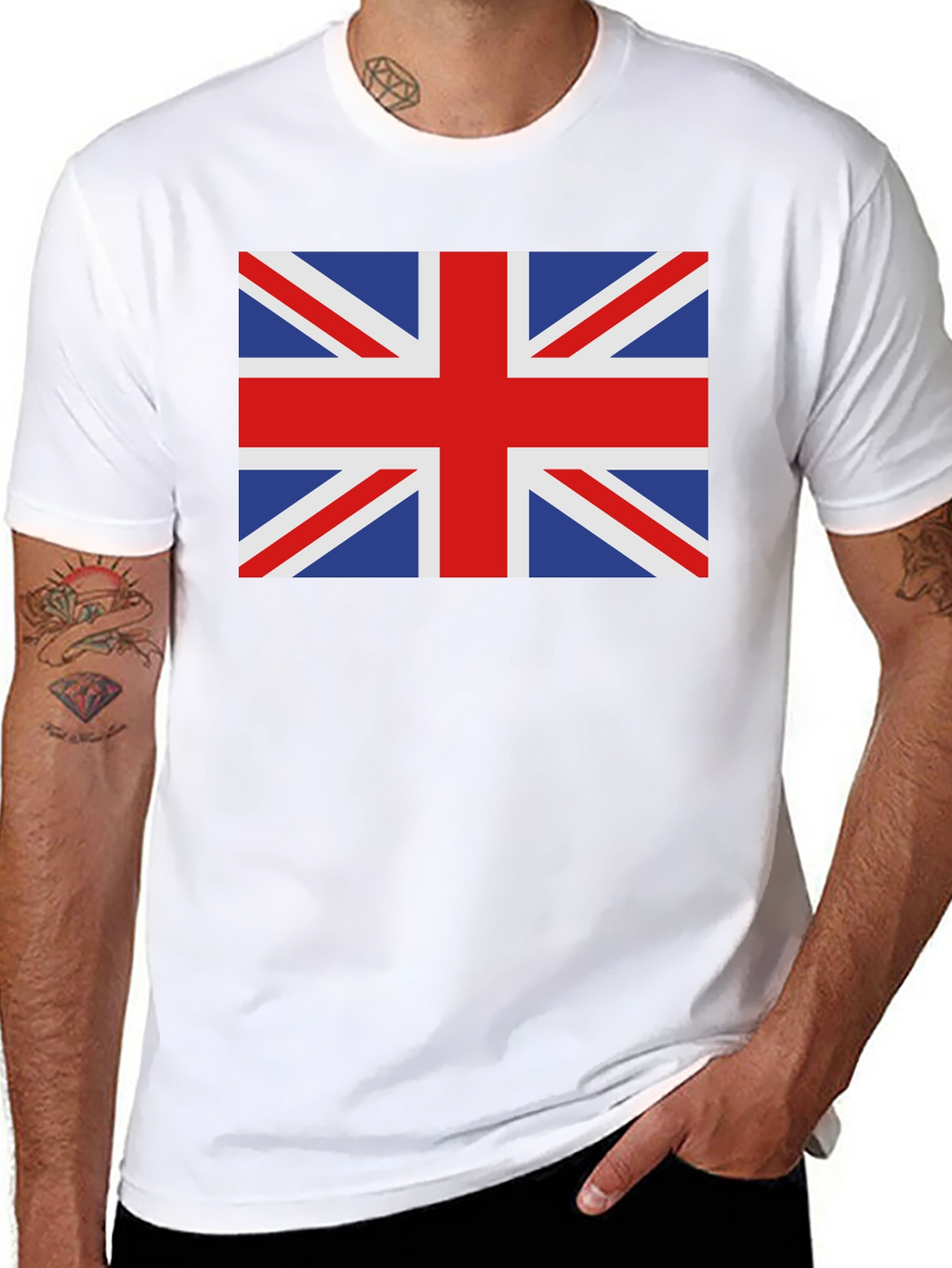 Union Jack Black Cotton T-Shirt