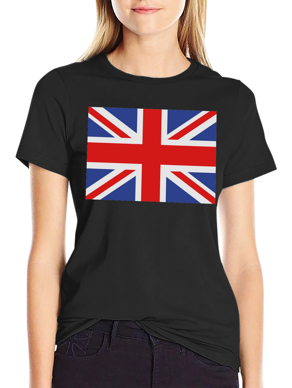 Union Jack Black Cotton T-Shirt