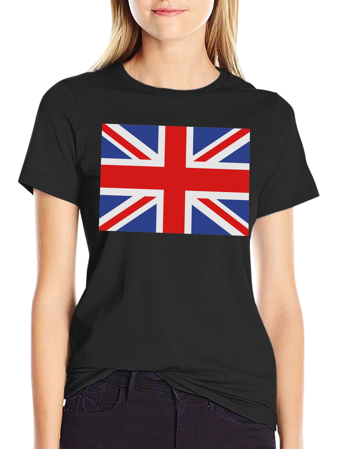 Union Jack Black Cotton T-Shirt