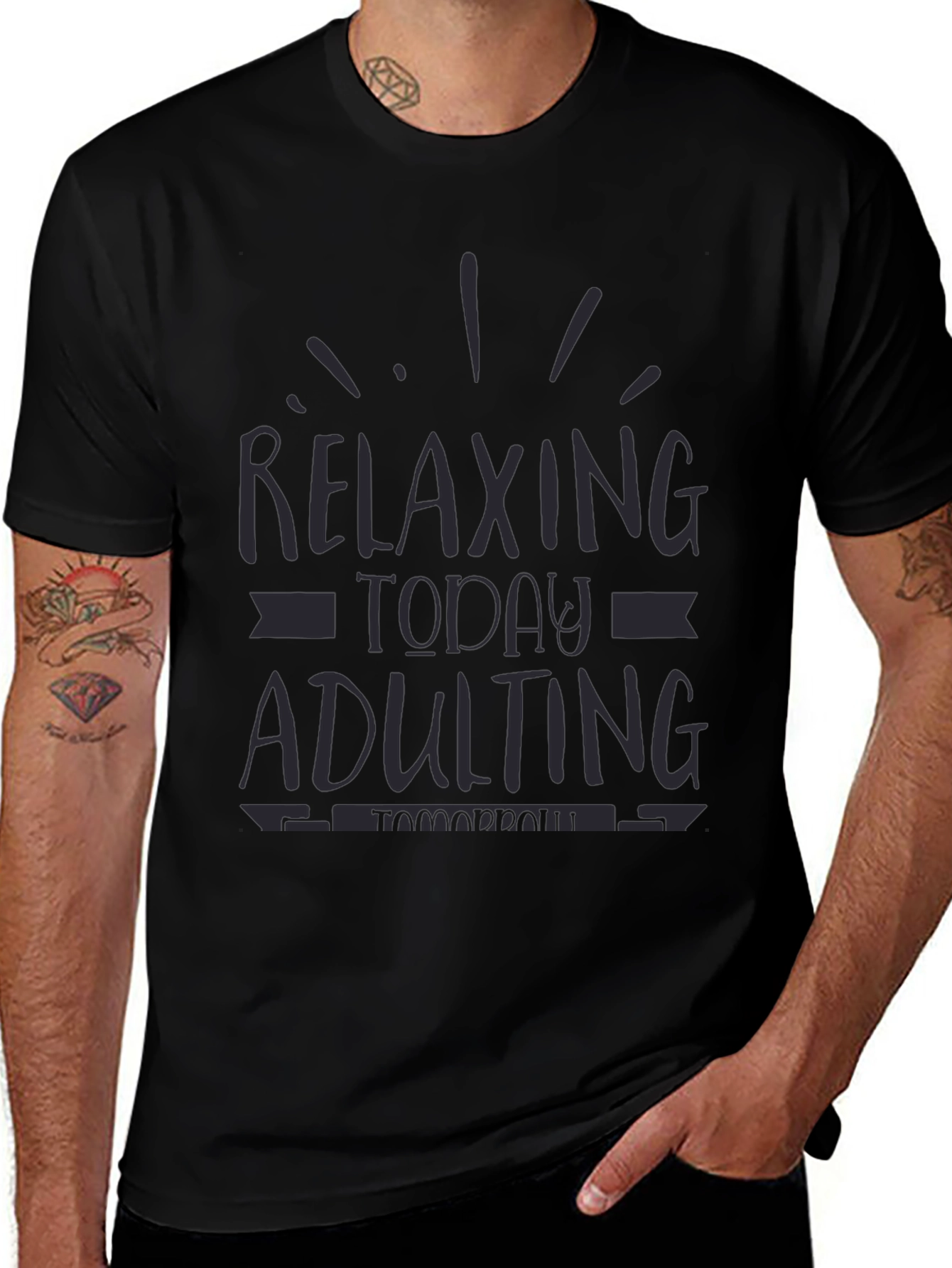 Relaxing Today Adulting Tomorrow Funny Graphic Tee