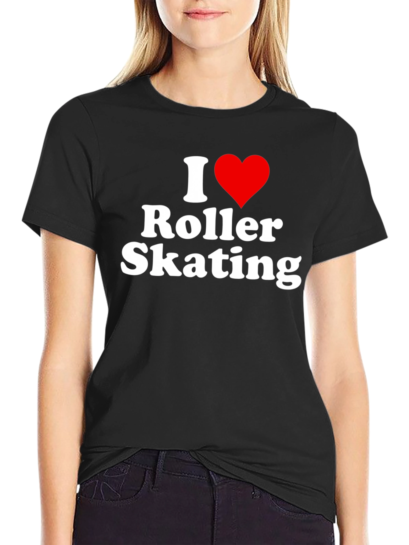 I Heart Roller Skating Black T-Shirt