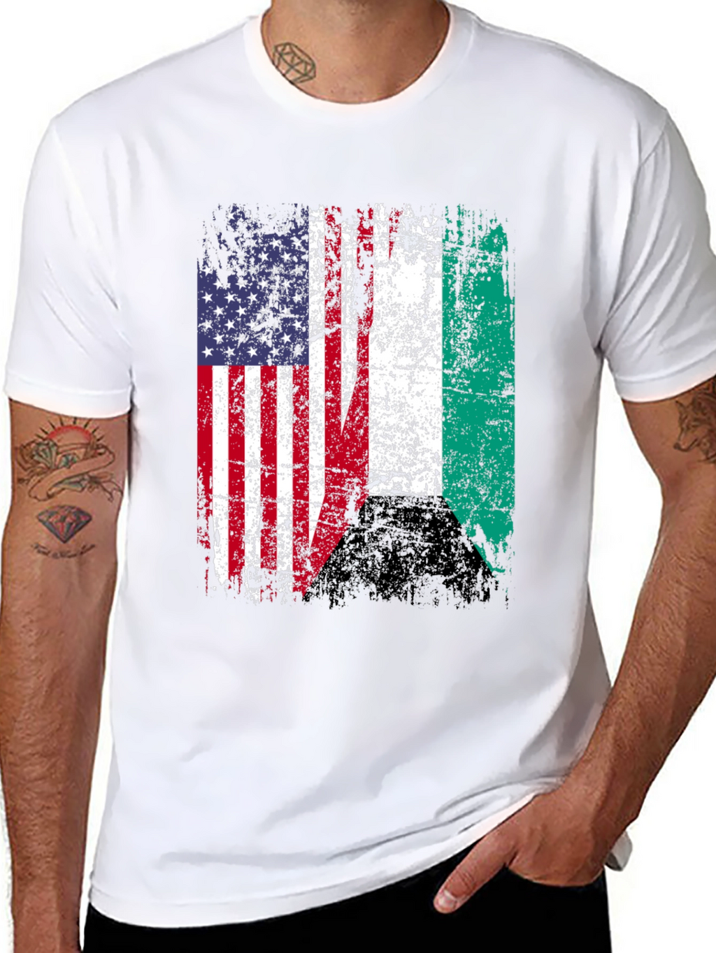 USA Nigeria Flags Graphic T-Shirt