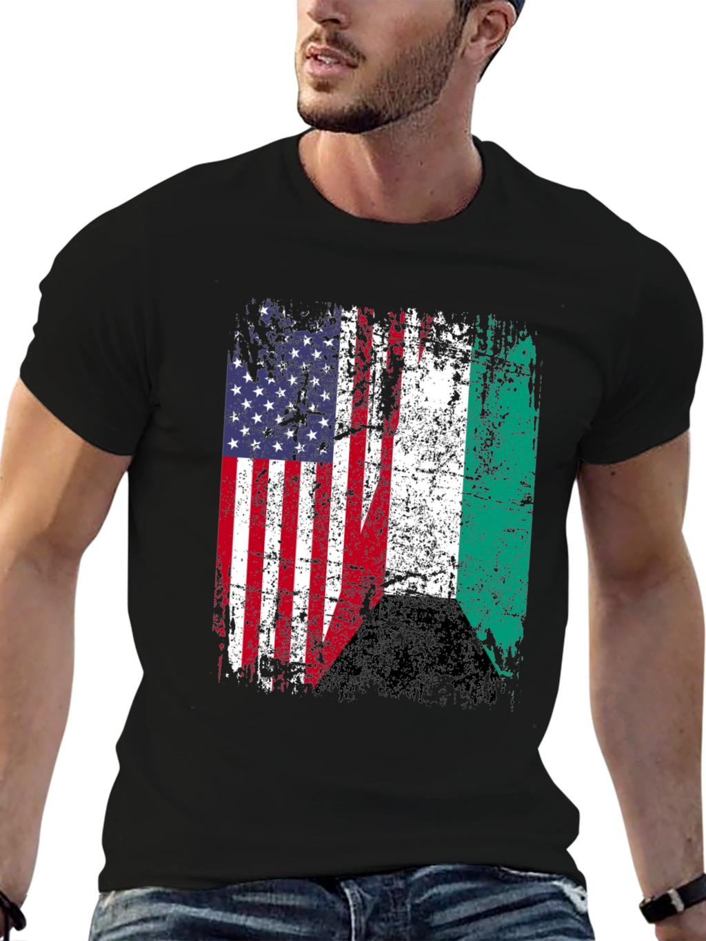 USA Nigeria Flags Graphic T-Shirt