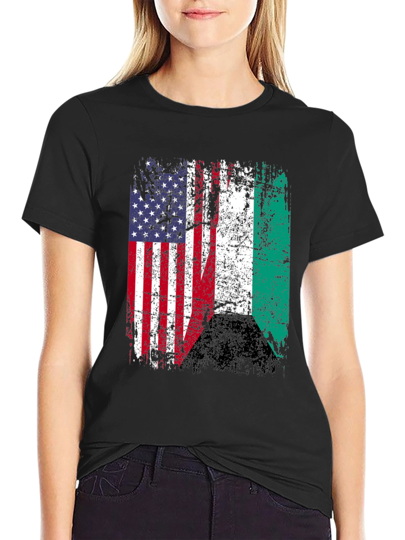 USA Nigeria Flags Graphic T-Shirt