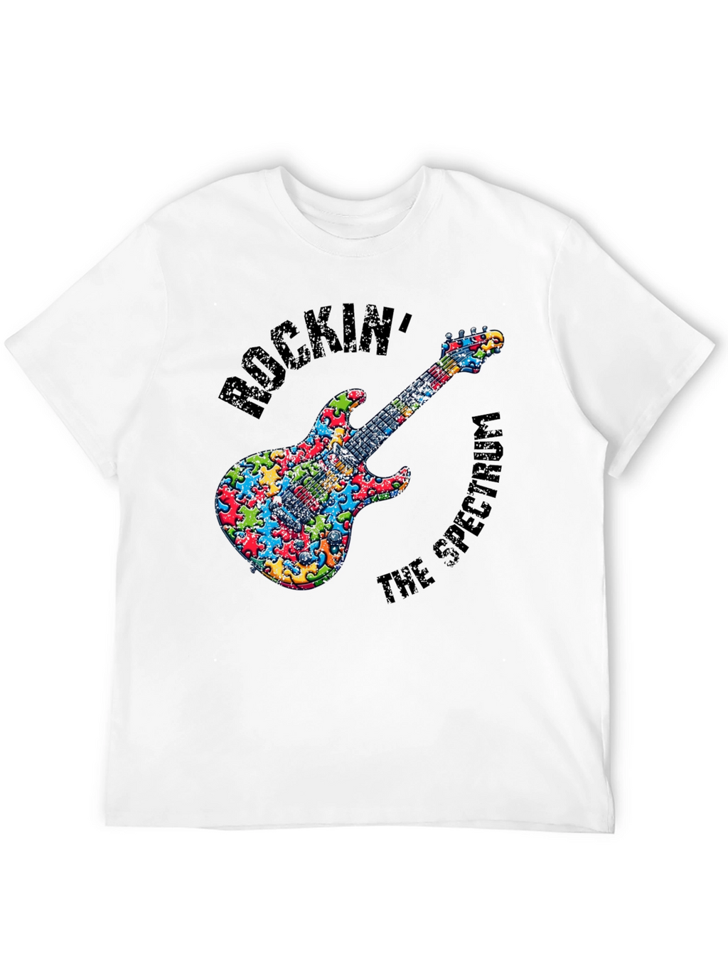 Rockin the Spectrum Puzzle Piece Guitar T-Shirt