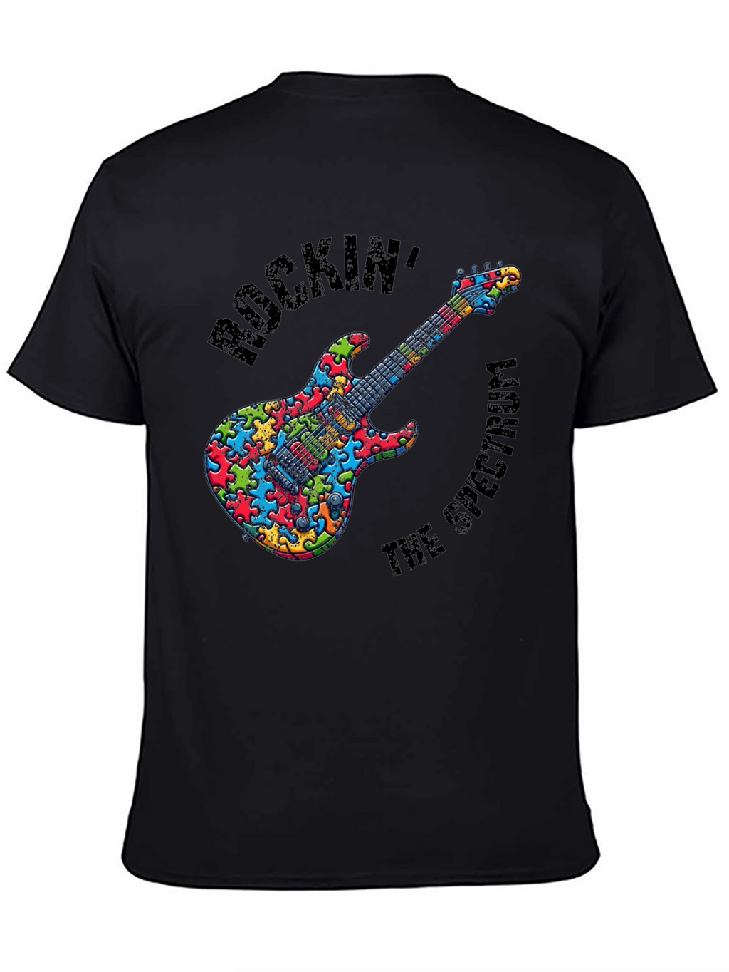 Rockin the Spectrum Puzzle Piece Guitar T-Shirt