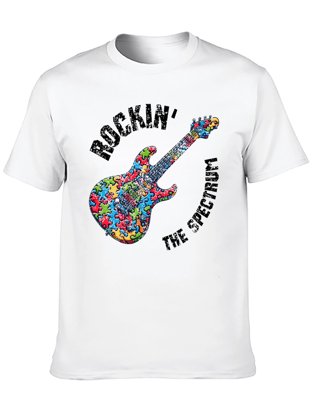 Rockin the Spectrum Puzzle Piece Guitar T-Shirt