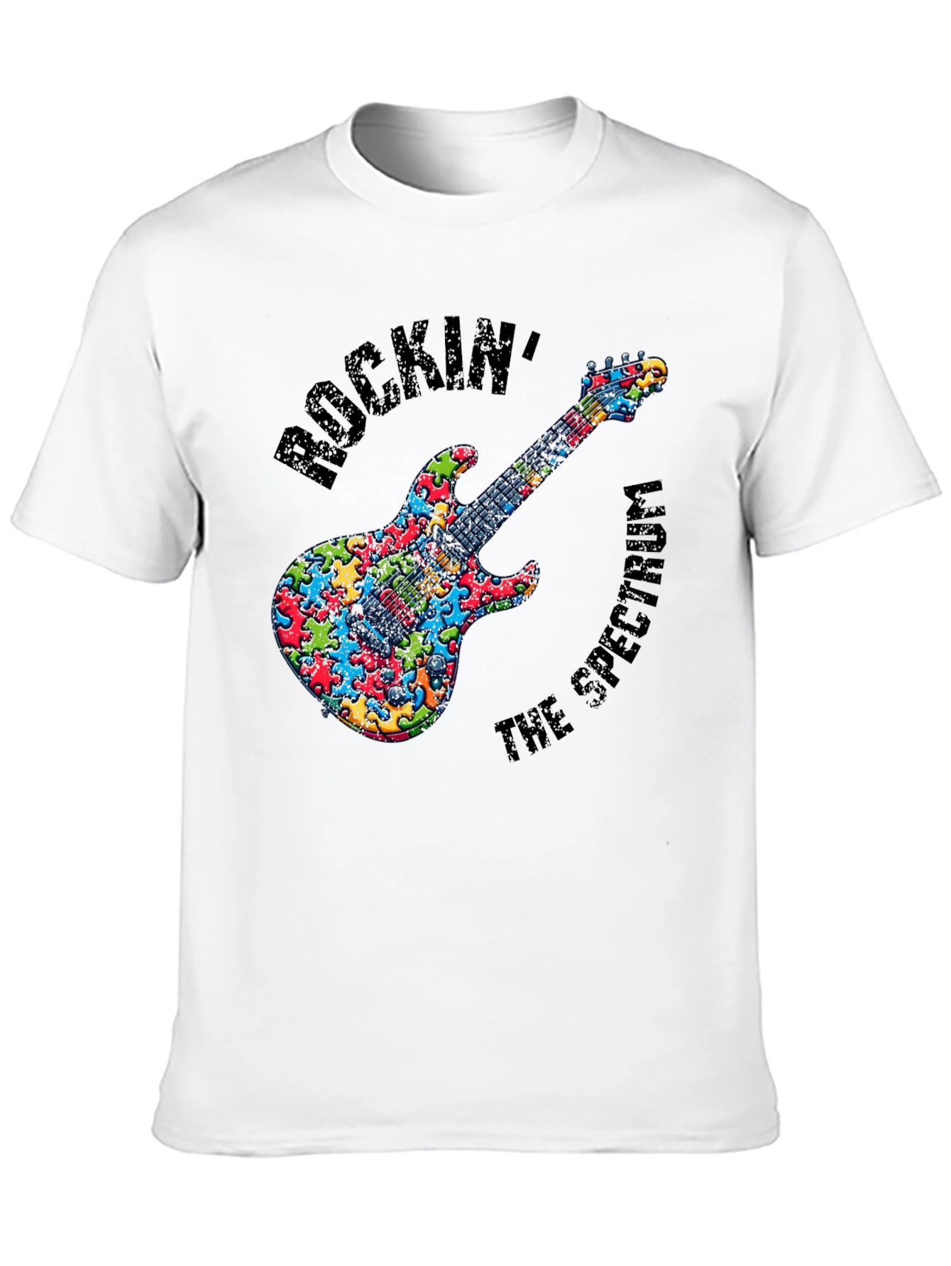 Rockin the Spectrum Puzzle Piece Guitar T-Shirt