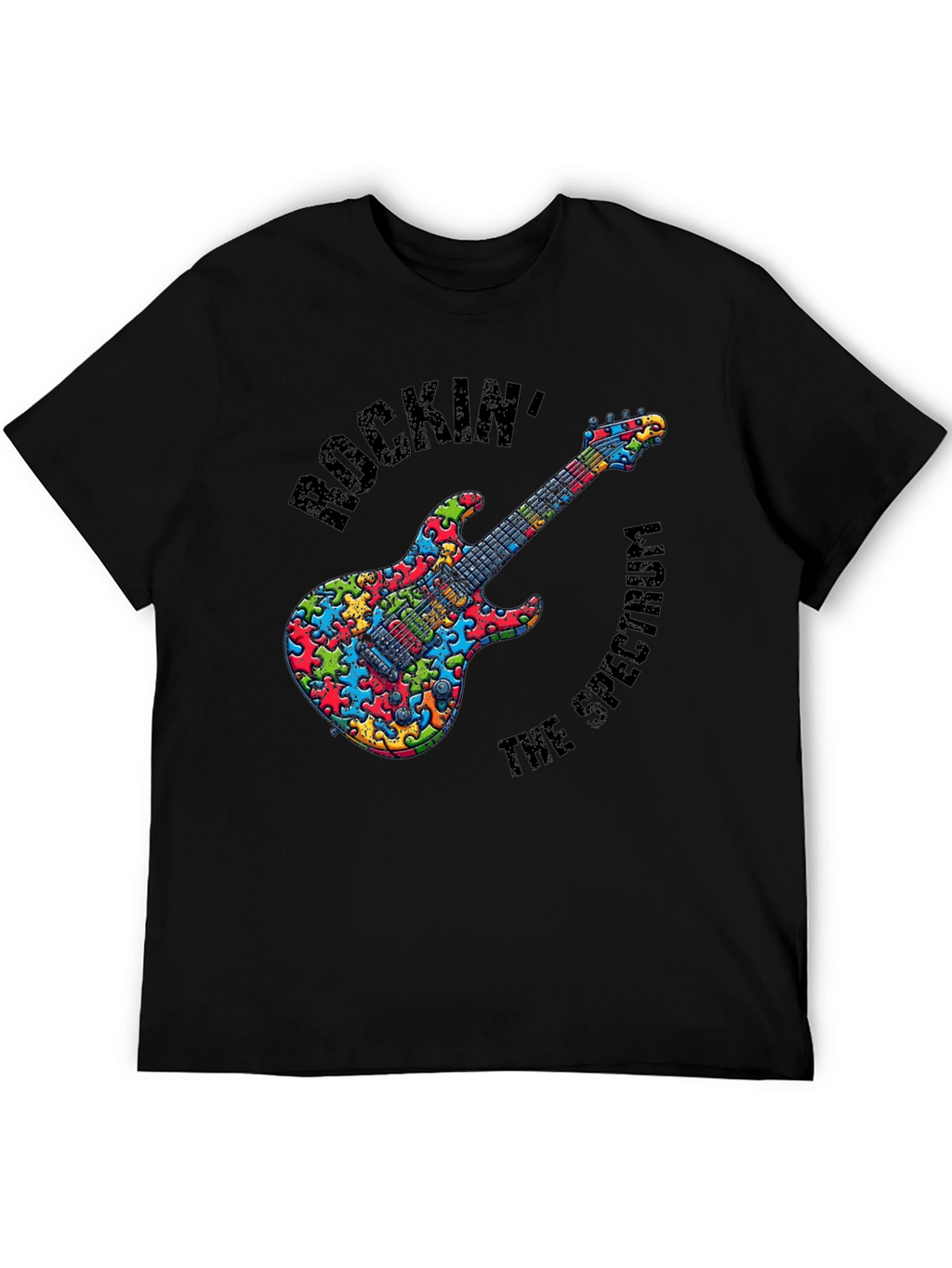 Rockin the Spectrum Puzzle Piece Guitar T-Shirt