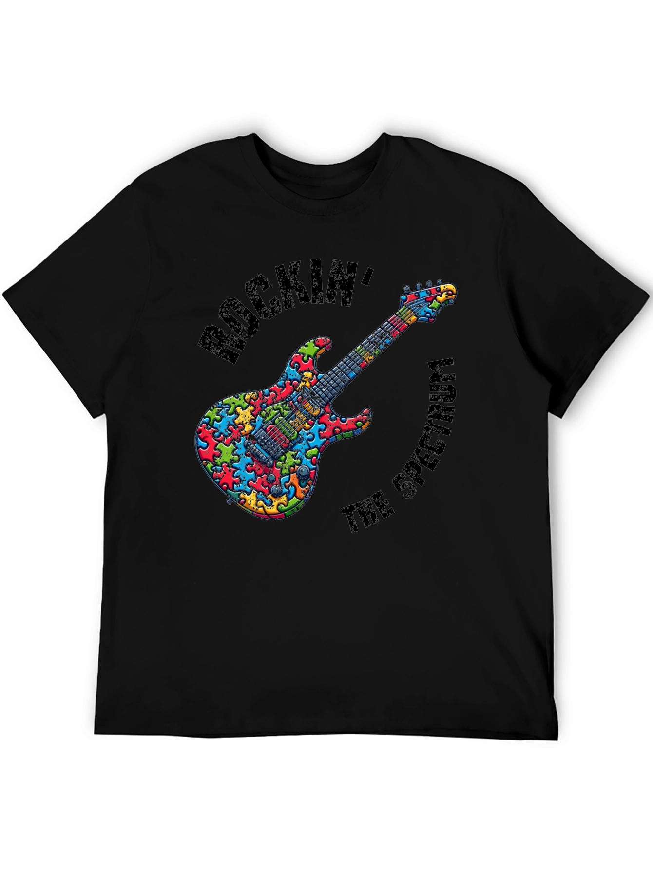 Rockin the Spectrum Puzzle Piece Guitar T-Shirt