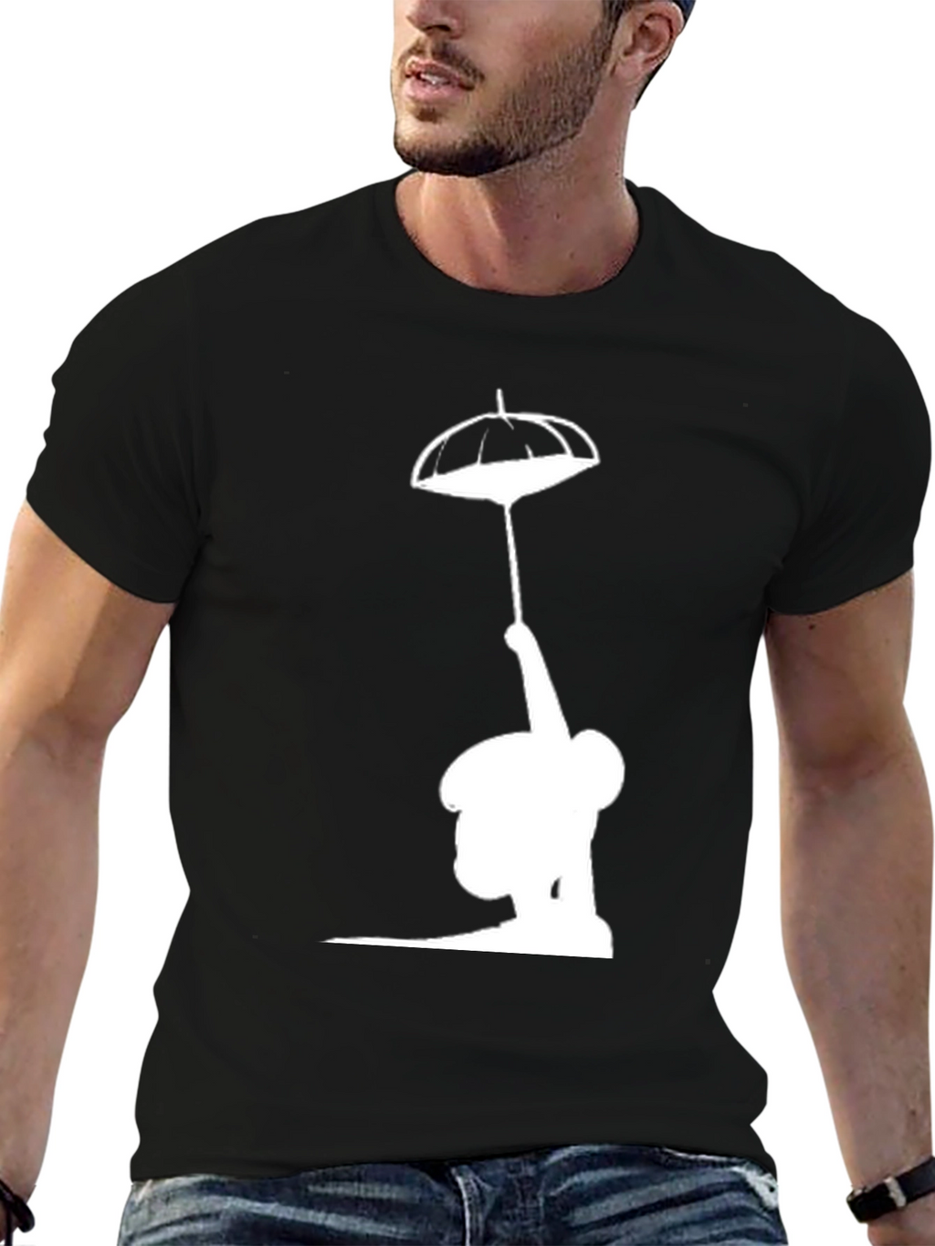 Silhouette Umbrella T-Shirt - Black
