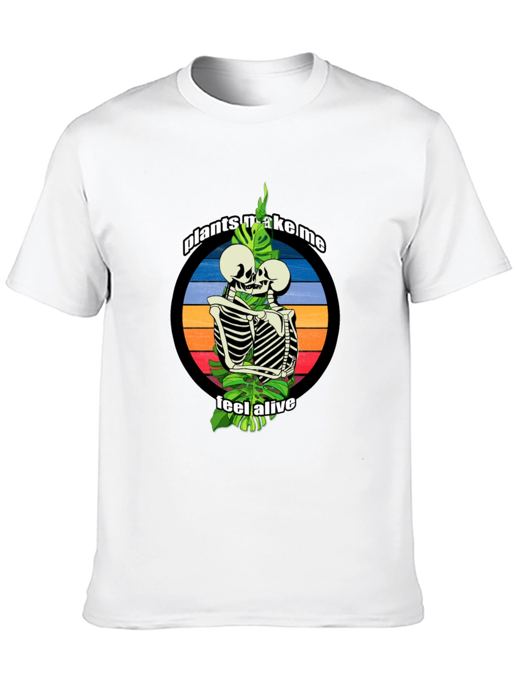 Plants Make Me Feel Alive Skeleton Embrace Tee