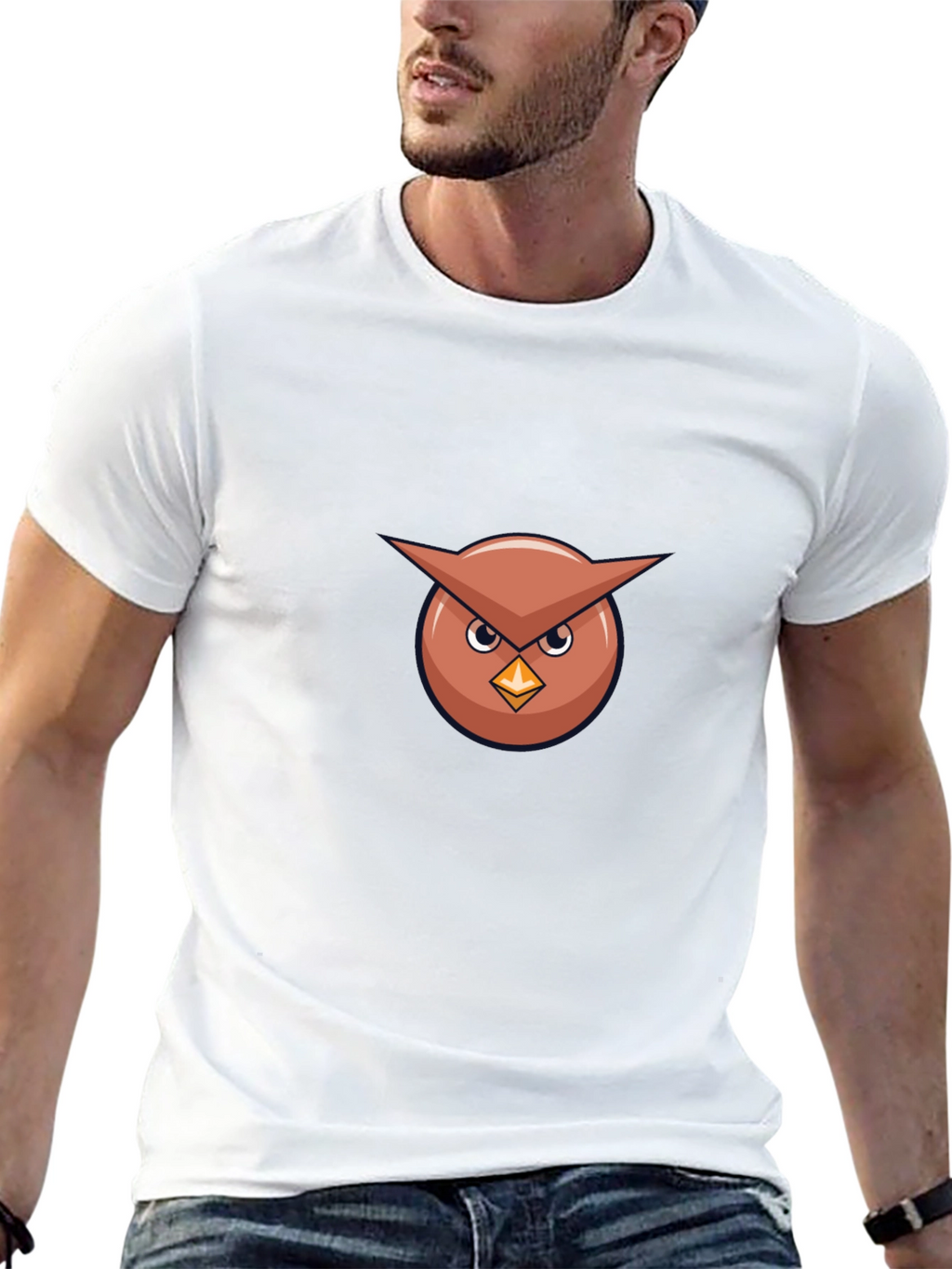 Cool Owl Graphic Tee - Black Cotton Blend