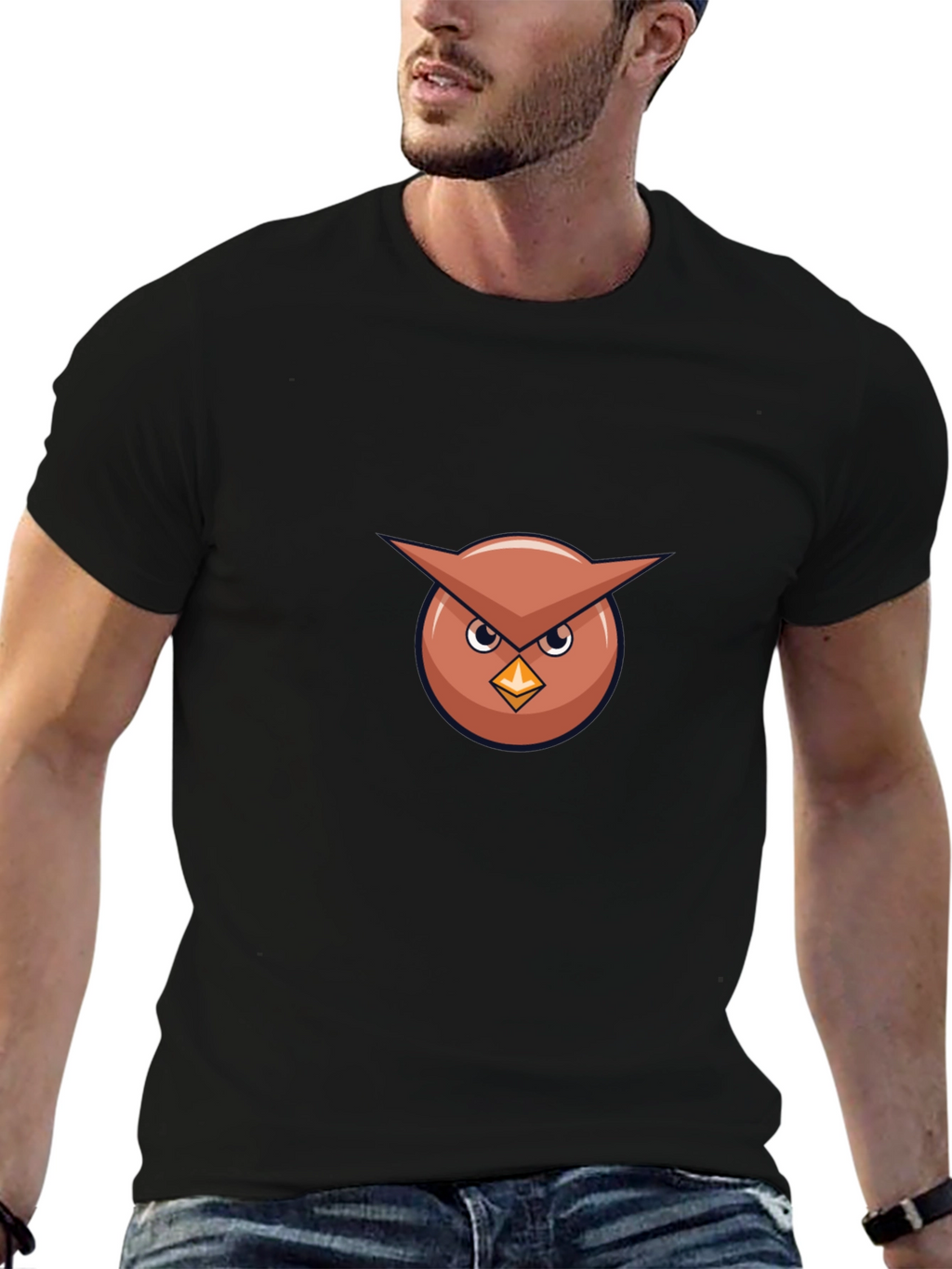 Cool Owl Graphic Tee - Black Cotton Blend