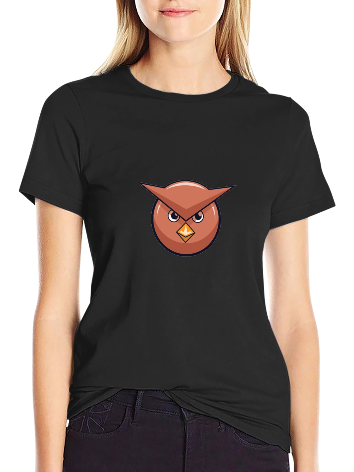 Cool Owl Graphic Tee - Black Cotton Blend