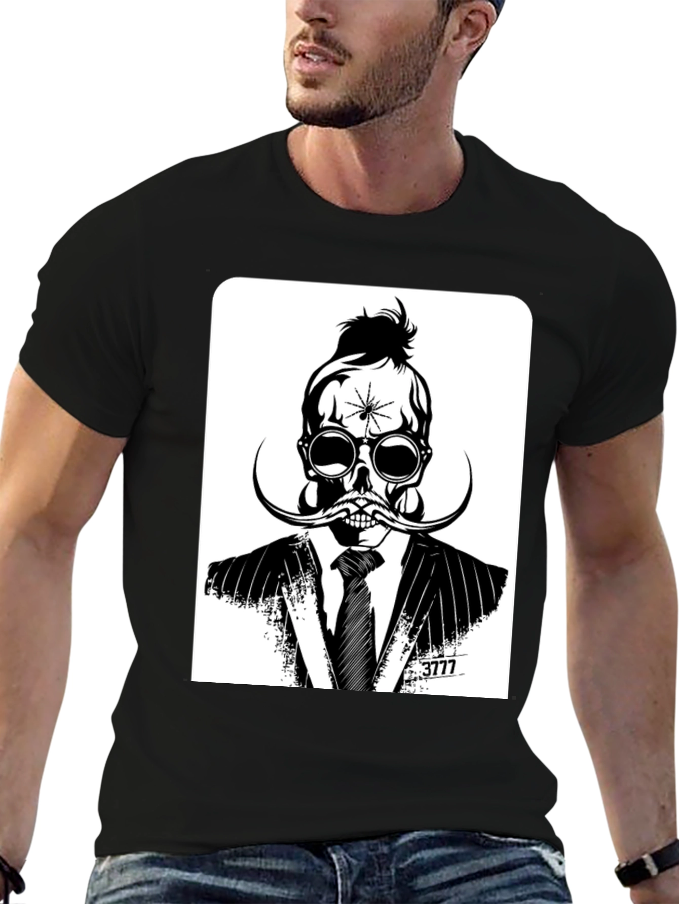 Skull in Suit Graphic Tee - Unique Stylish Design