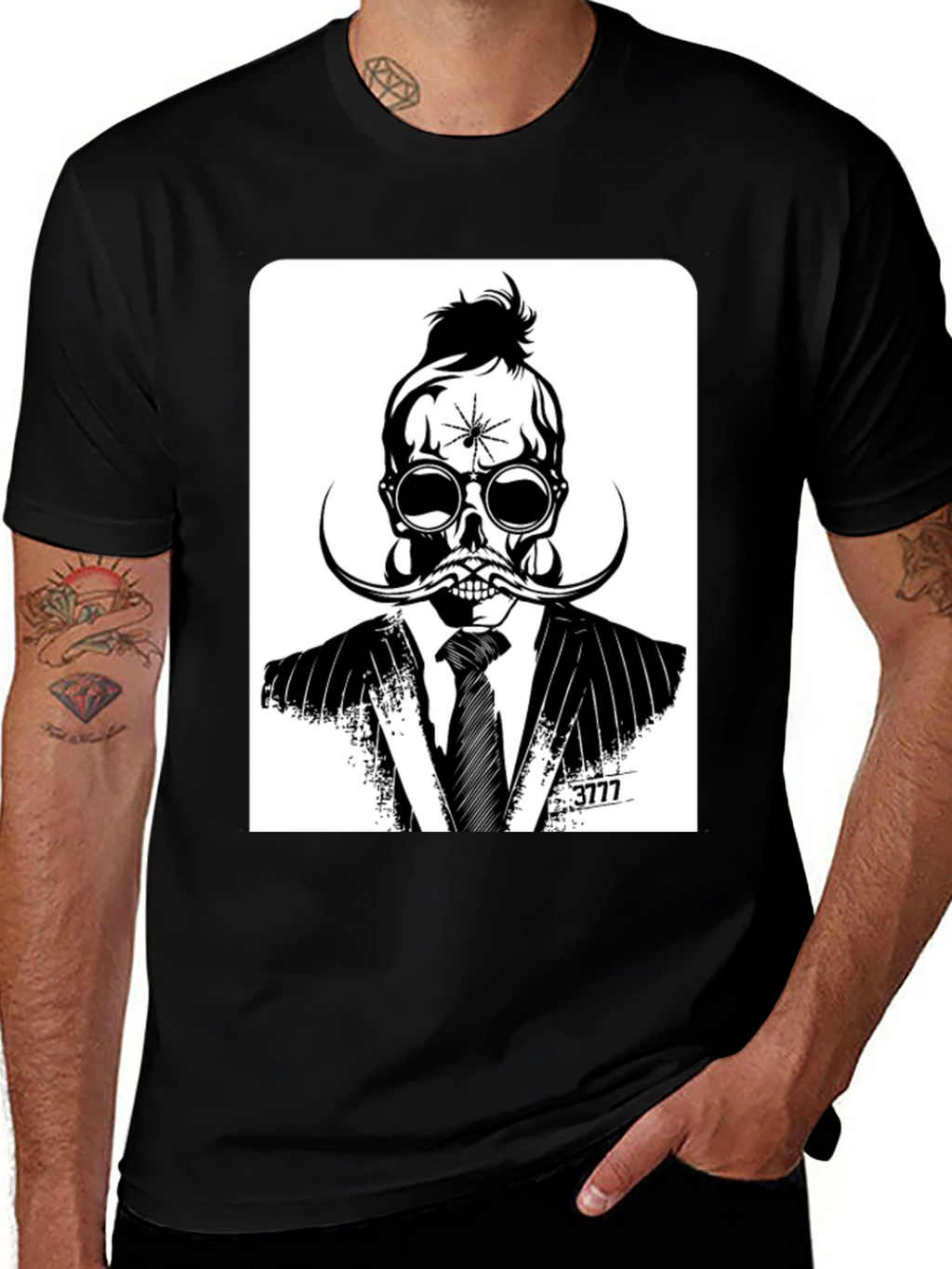 Skull in Suit Graphic Tee - Unique Stylish Design