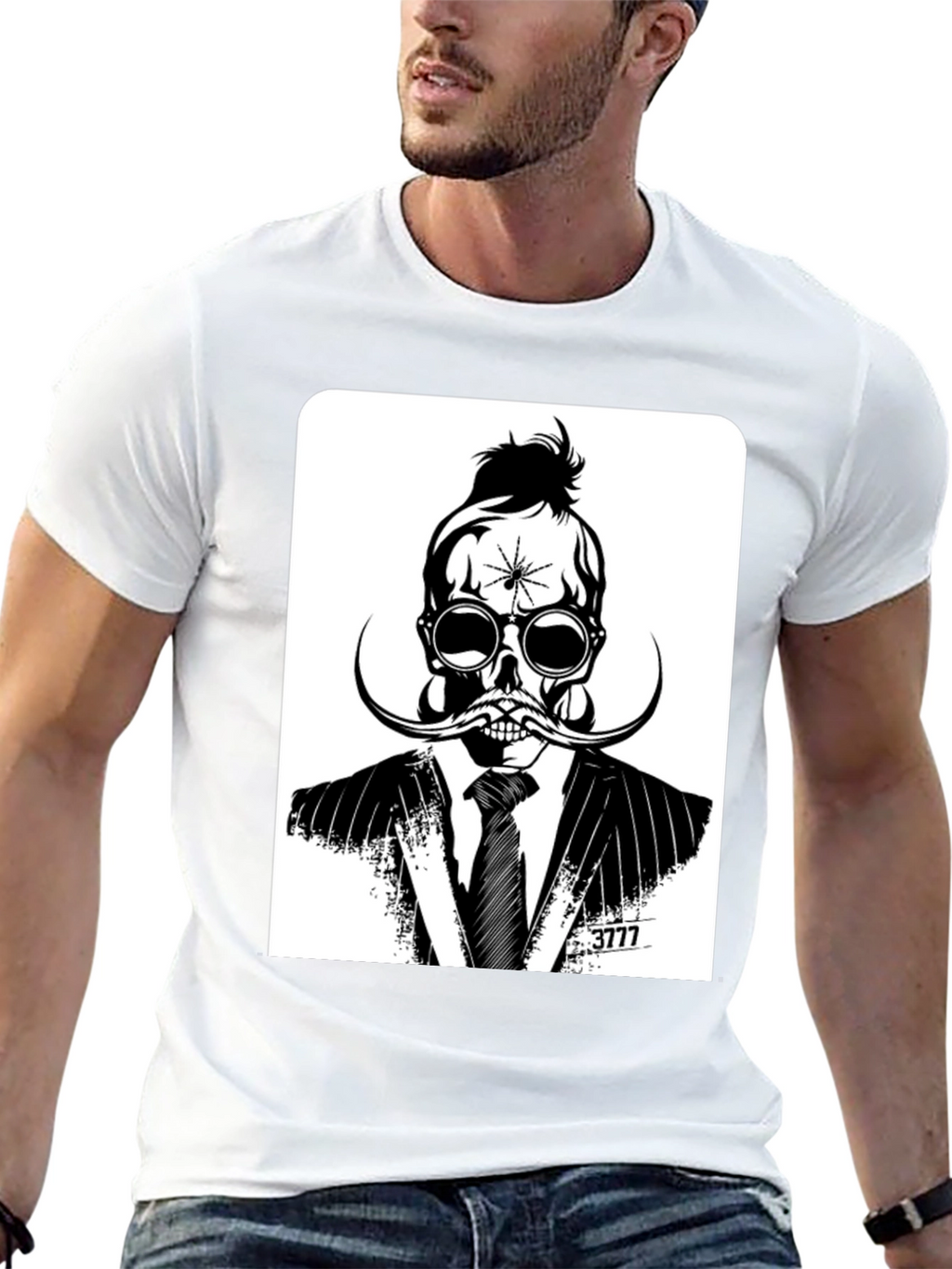 Skull in Suit Graphic Tee - Unique Stylish Design