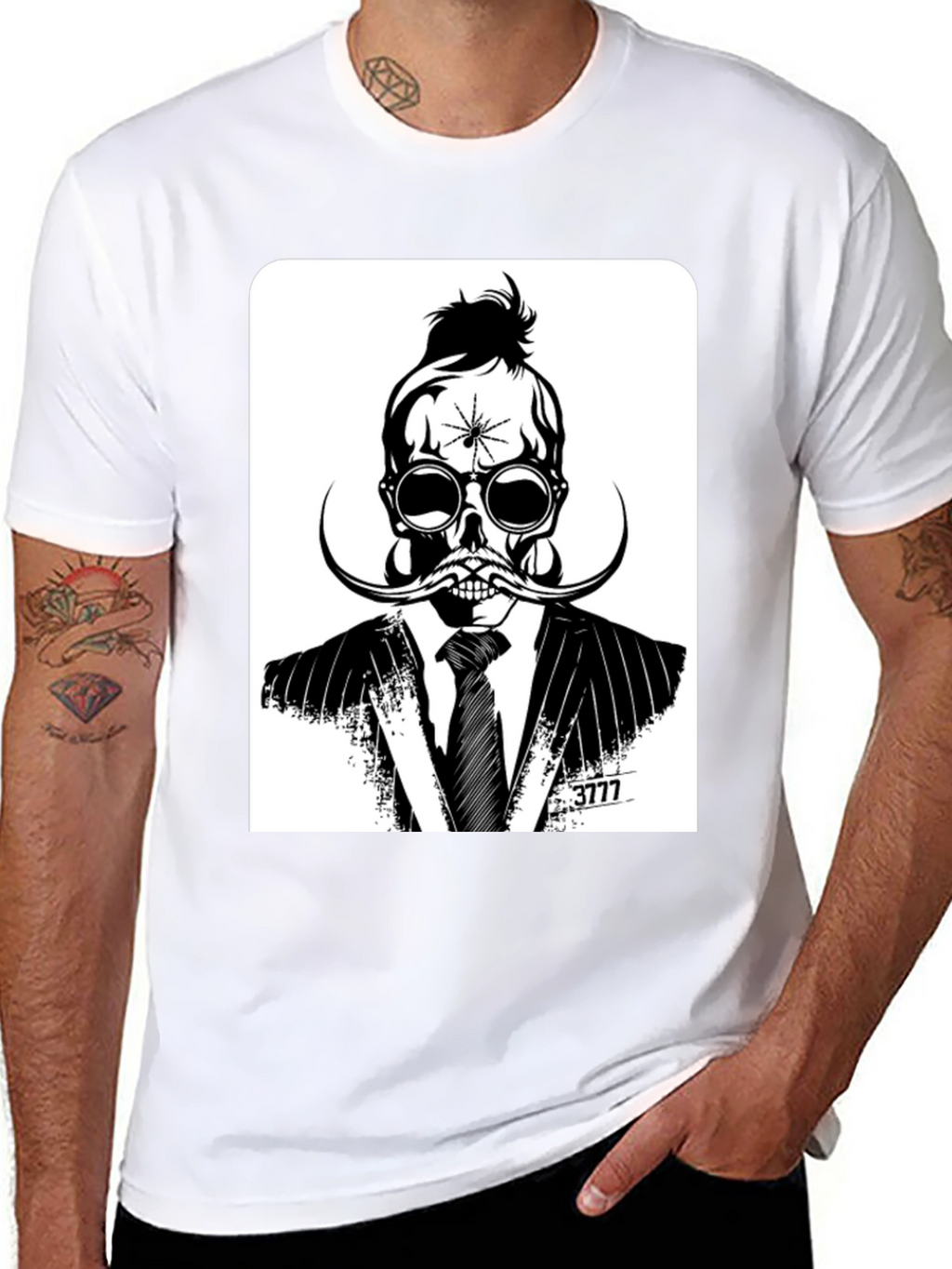 Skull in Suit Graphic Tee - Unique Stylish Design