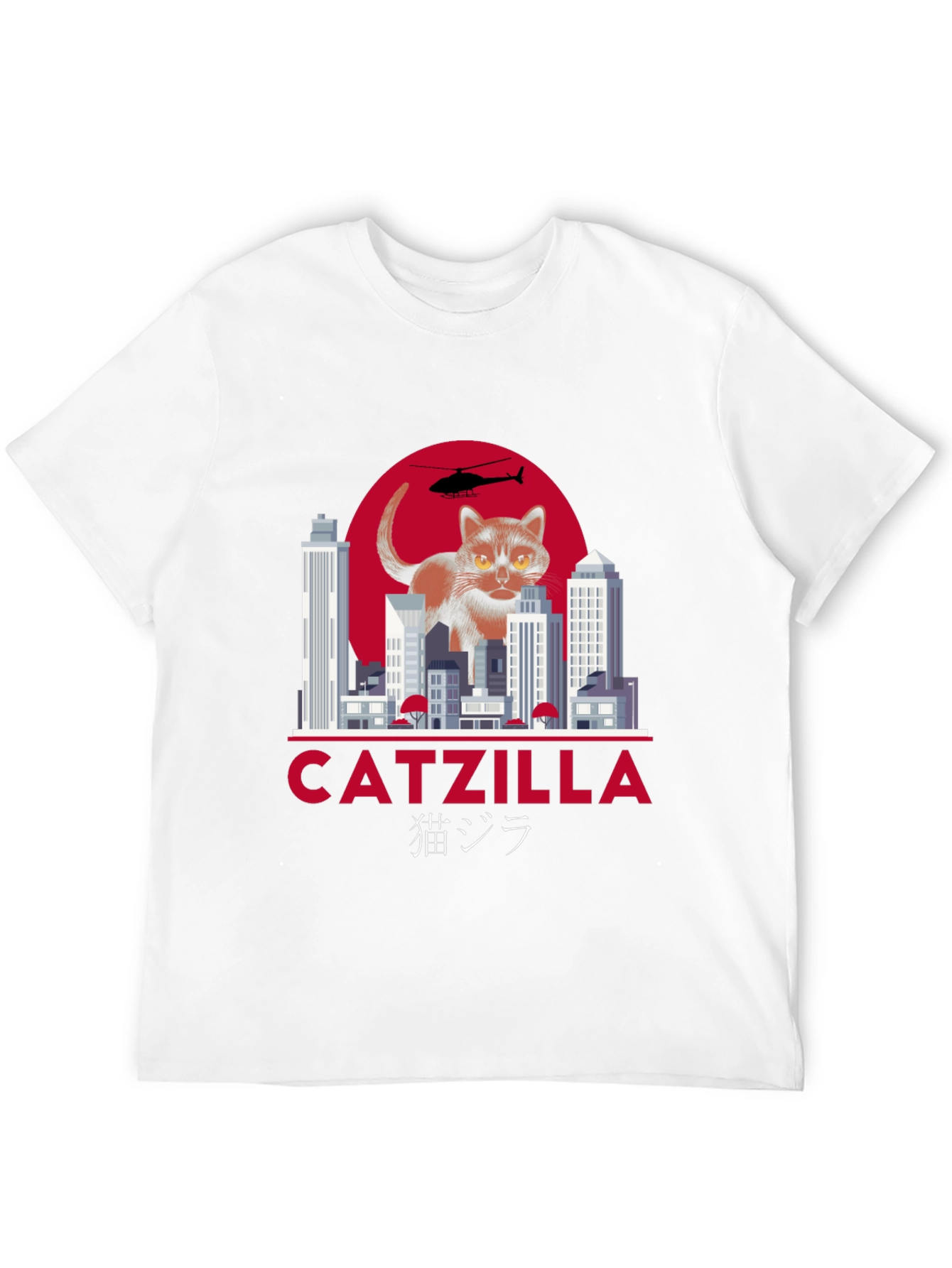 Catzilla T-Shirt Funny Cat Godzilla Parody Tee