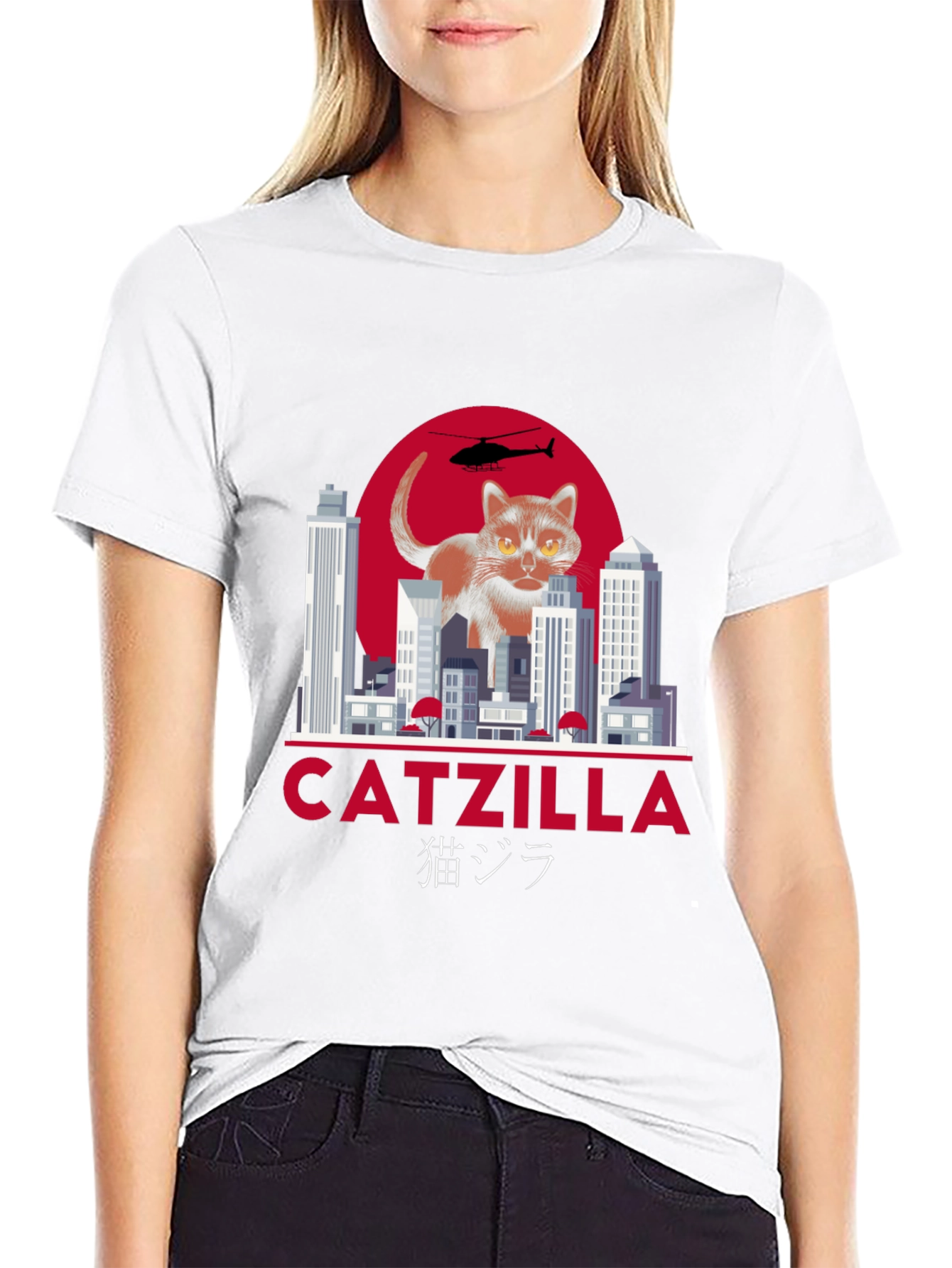 Catzilla T-Shirt Funny Cat Godzilla Parody Tee