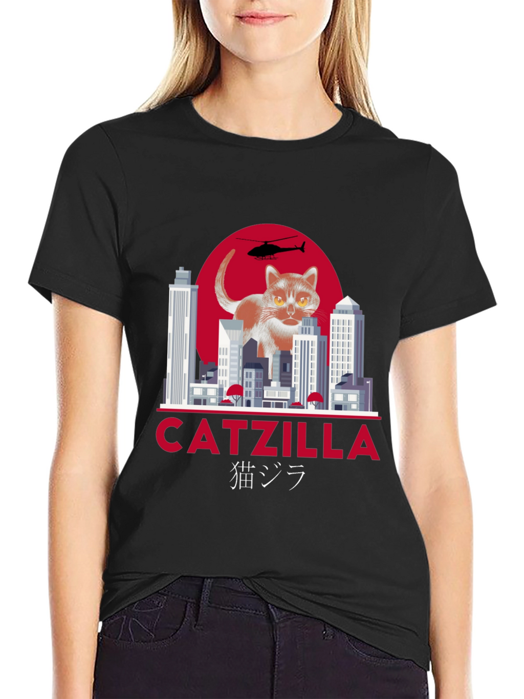Catzilla T-Shirt Funny Cat Godzilla Parody Tee