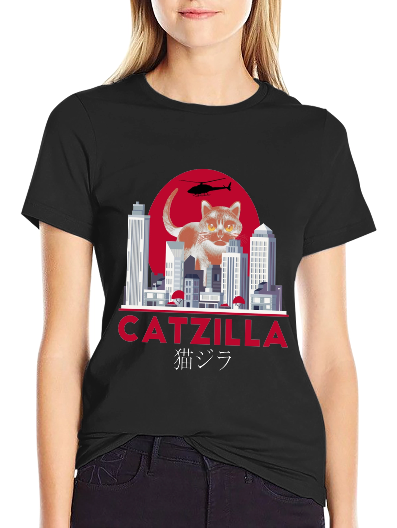 Catzilla T-Shirt Funny Cat Godzilla Parody Tee