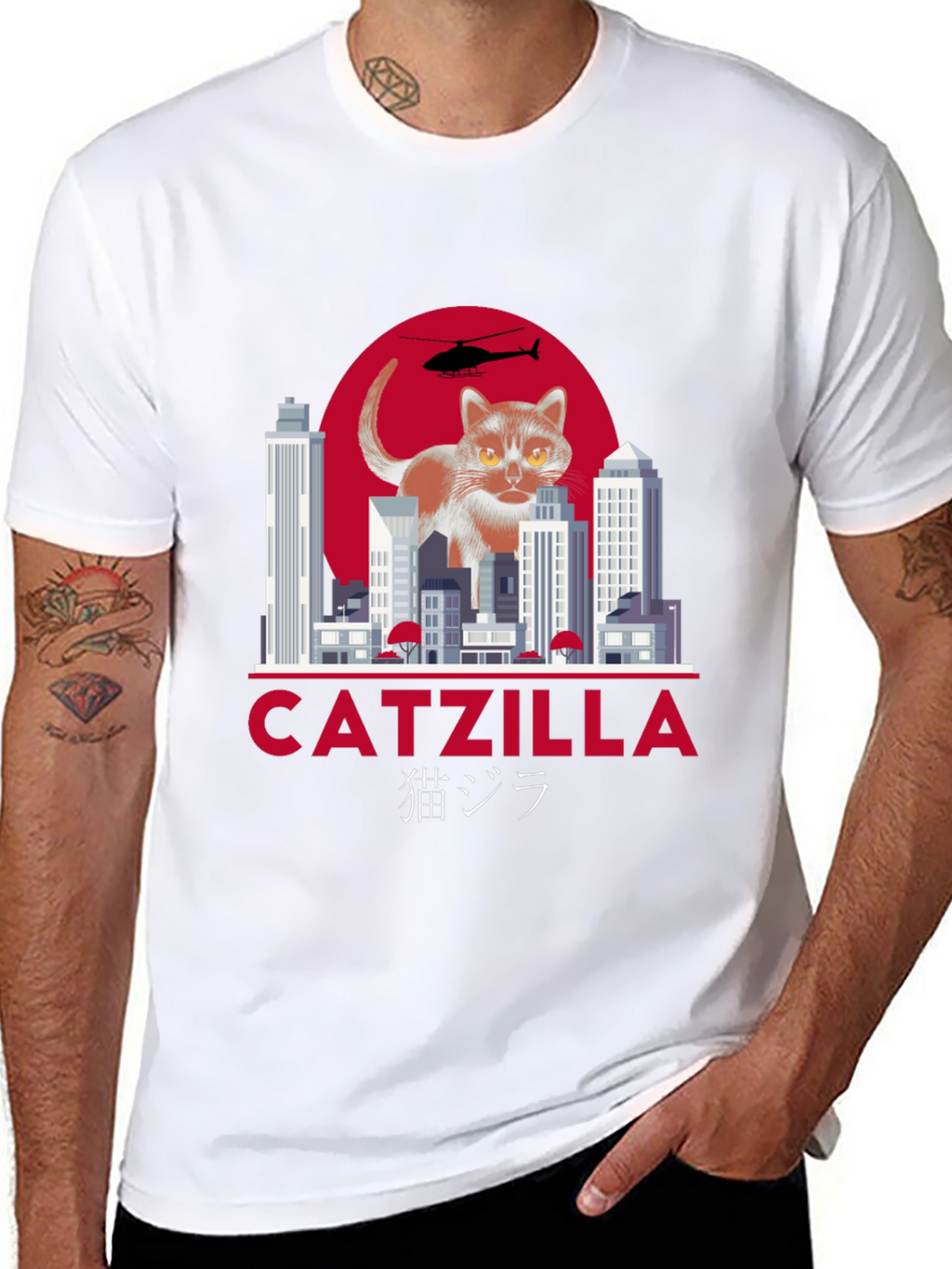 Catzilla T-Shirt Funny Cat Godzilla Parody Tee