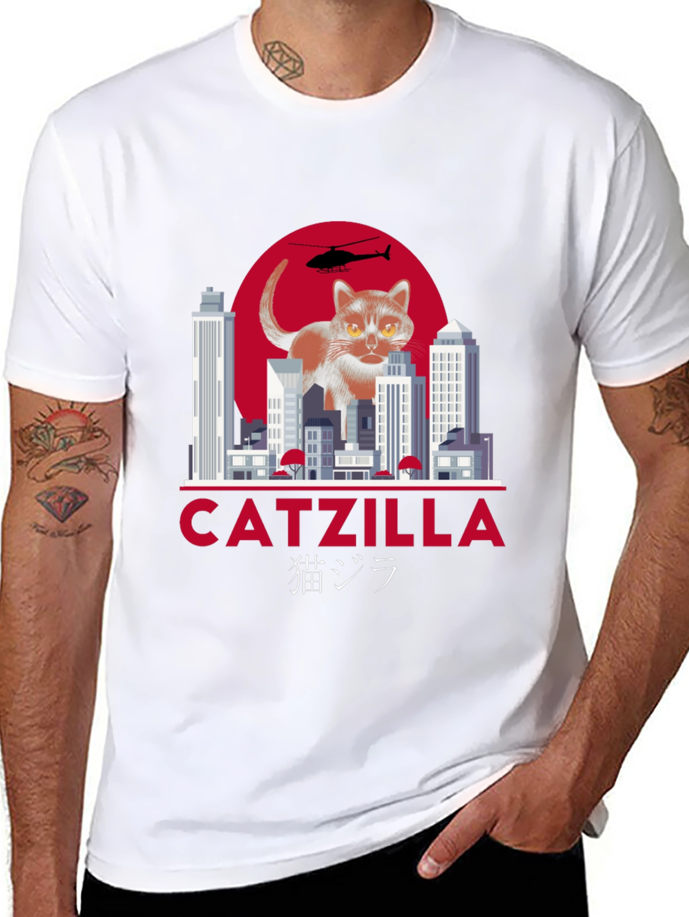 Catzilla T-Shirt Funny Cat Godzilla Parody Tee