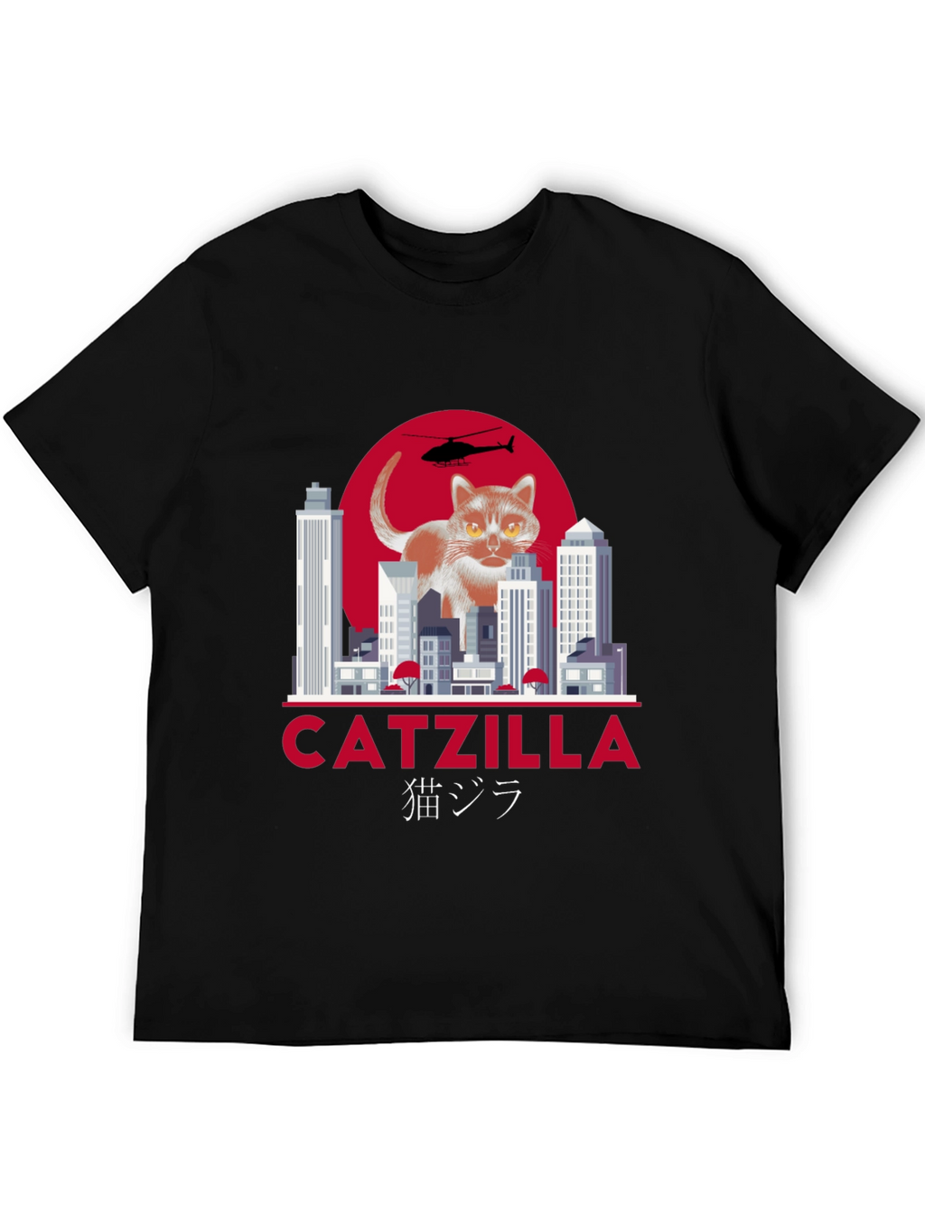 Catzilla T-Shirt Funny Cat Godzilla Parody Tee