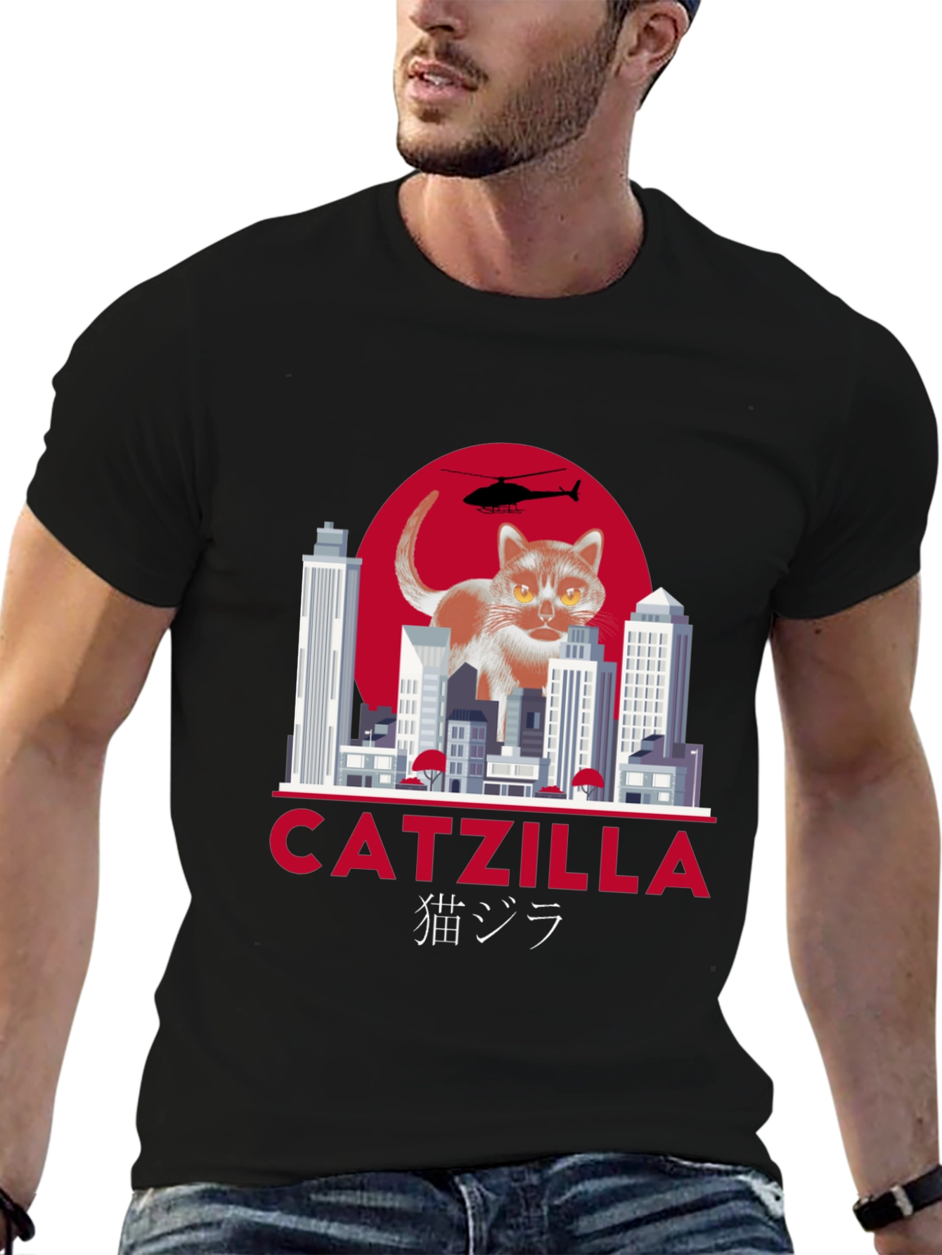 Catzilla T-Shirt Funny Cat Godzilla Parody Tee