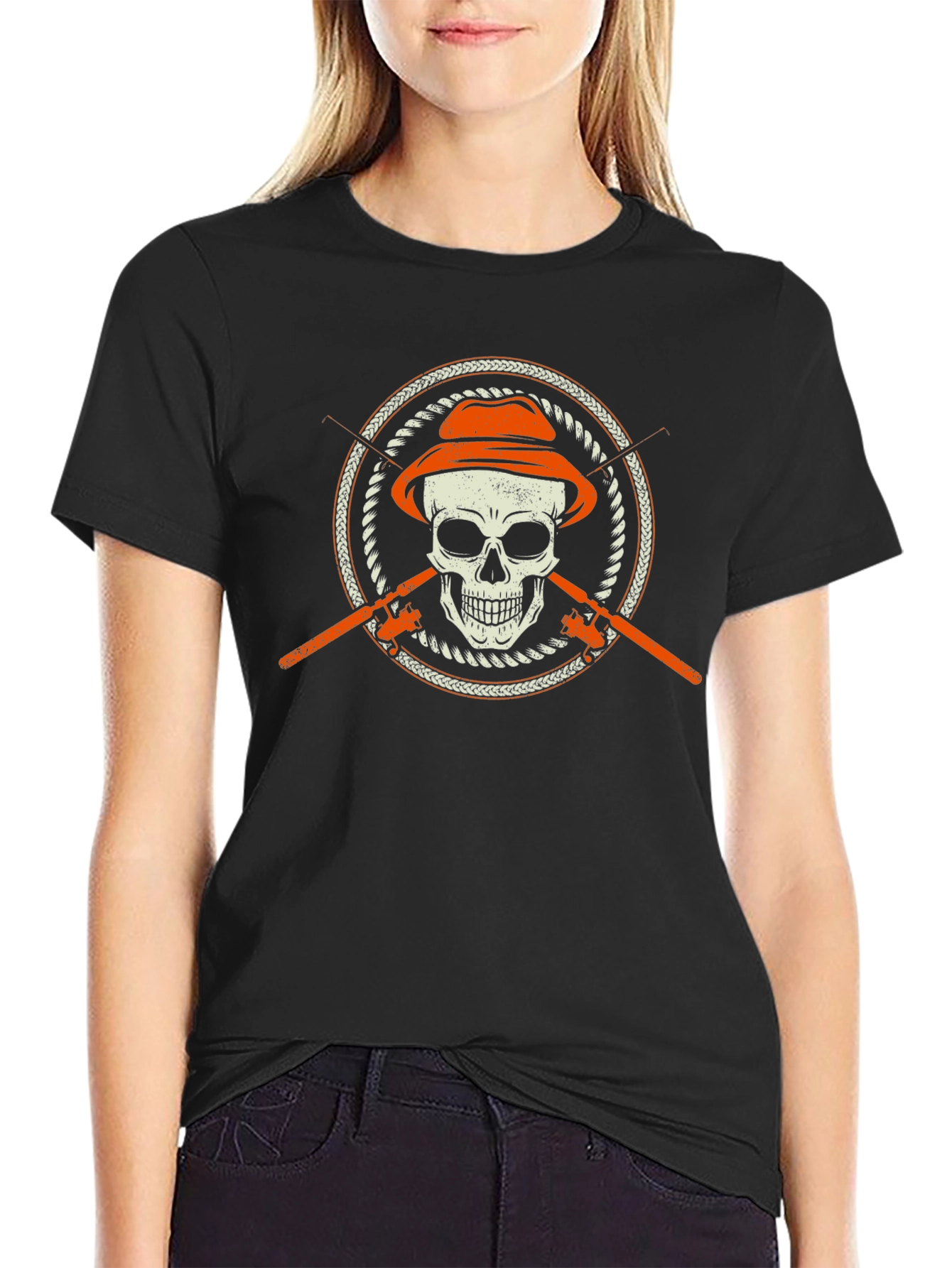 Skull Fisherman T-Shirt - Fishing Skeleton Tee