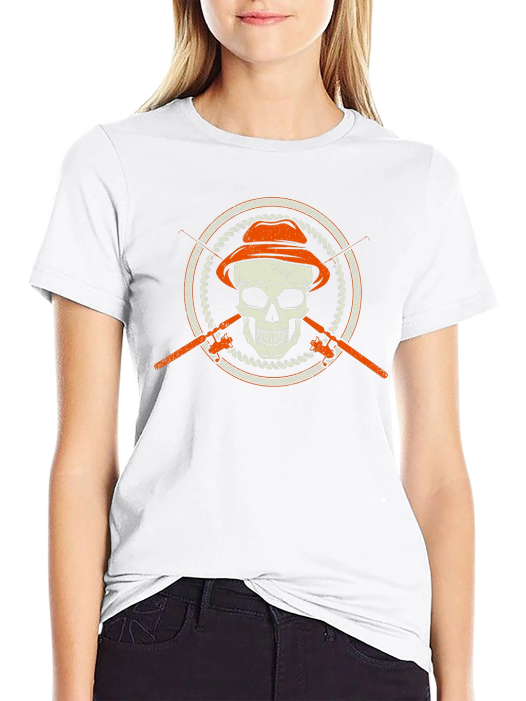 Skull Fisherman T-Shirt - Fishing Skeleton Tee