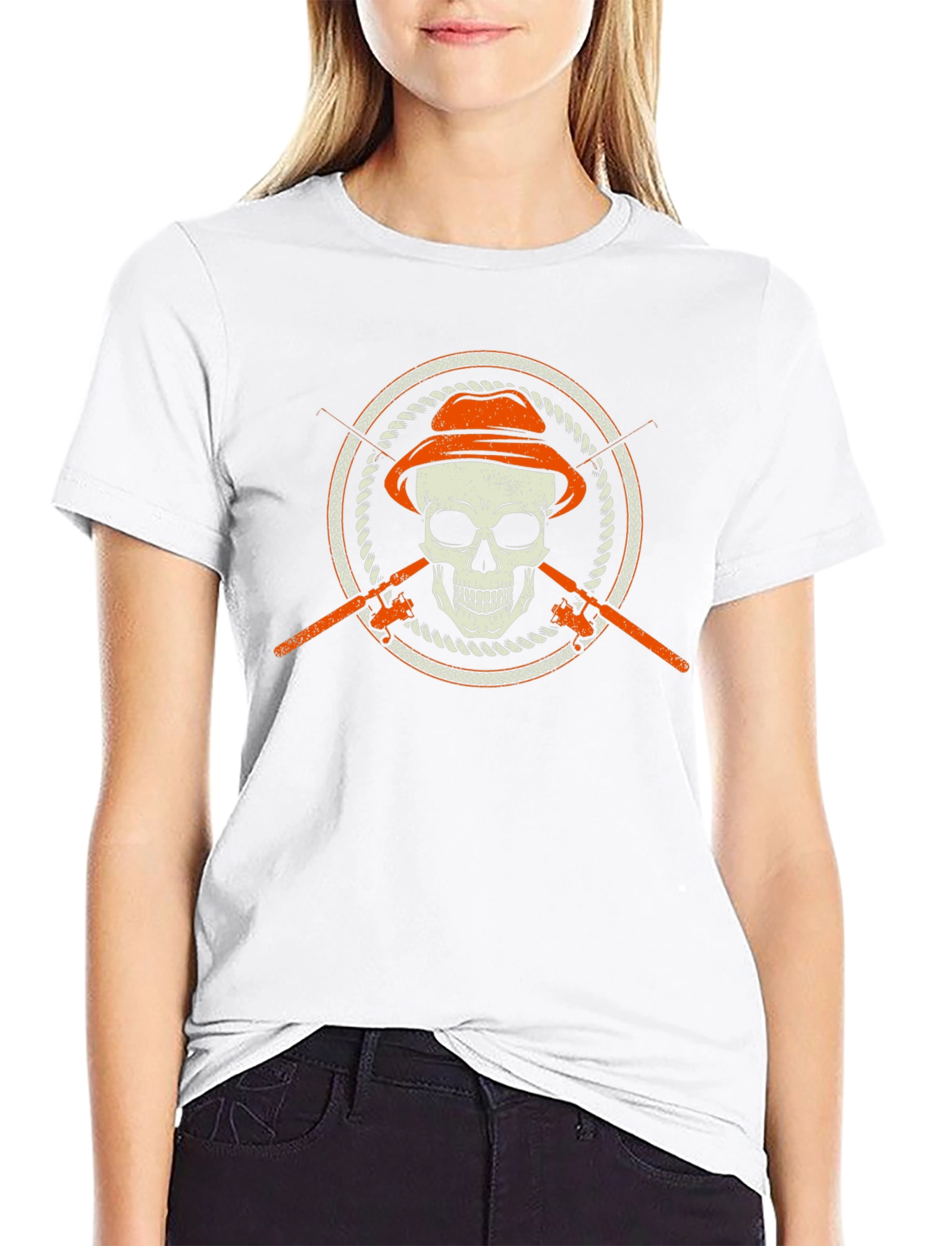 Skull Fisherman T-Shirt - Fishing Skeleton Tee