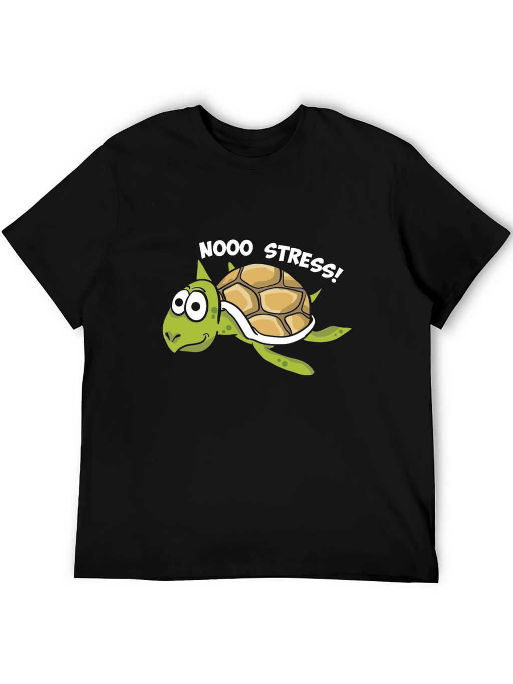 No Stress Turtle T-Shirt - Relaxed Cartoon Graphic Tee
